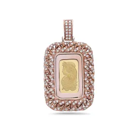 14K Rose Gold Curb Link Fortuna Pendant with 1.25 CT Diamonds