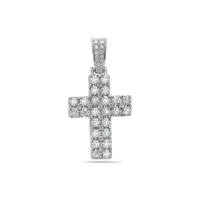 14K White Gold Cross Pendant with 2.65 CT Diamonds