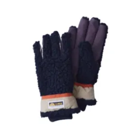 5 Fingers Wool Pile Teddy Gloves - Navy