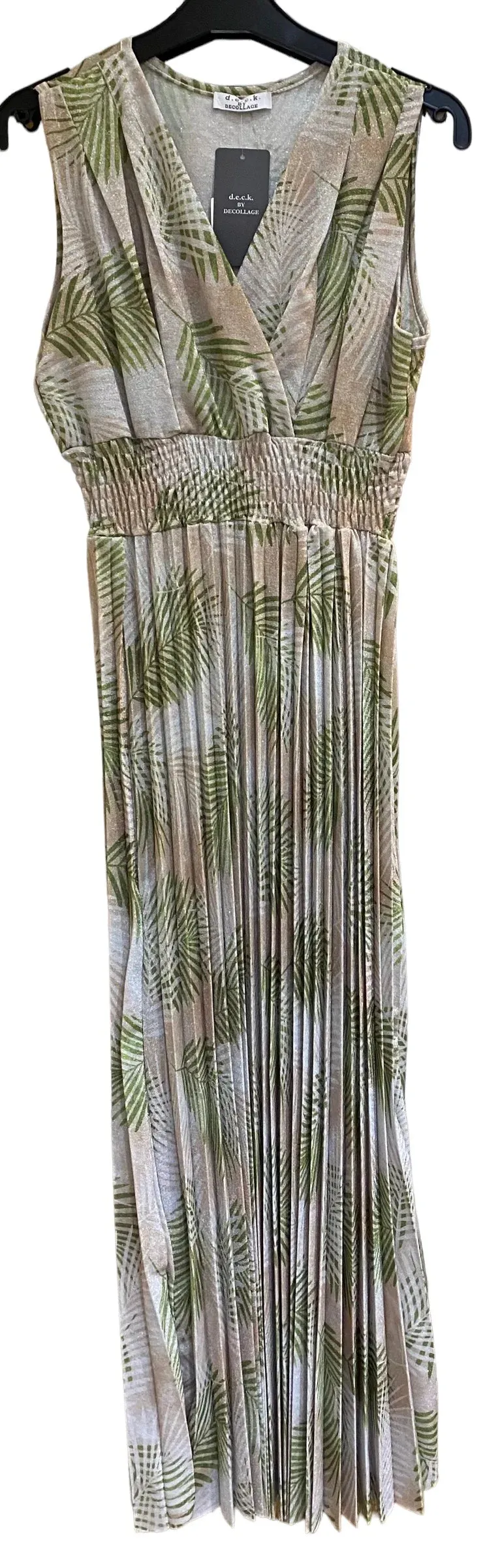 922180- Beige Fern Print Dress - Deck