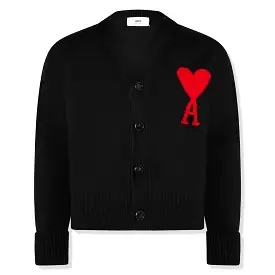 Ami Paris Ami De Coeur Black Red Cardigan