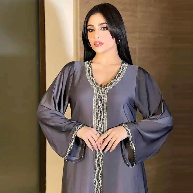 Arabic Dubai Abayas For Women Moroccan Caftan Evening Dress Eid Mubarak Islam Clothing Kimono Boubou Djellaba Femme S3623967