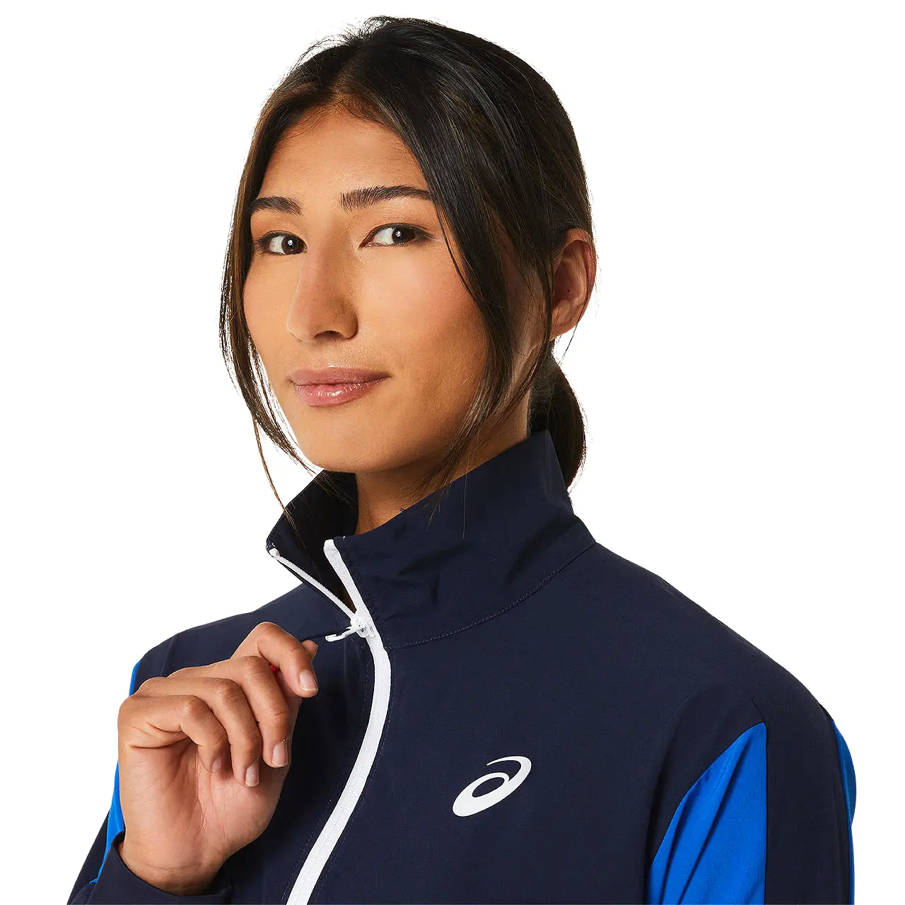 Asics Women Match Jacket Dames Blauw Wit