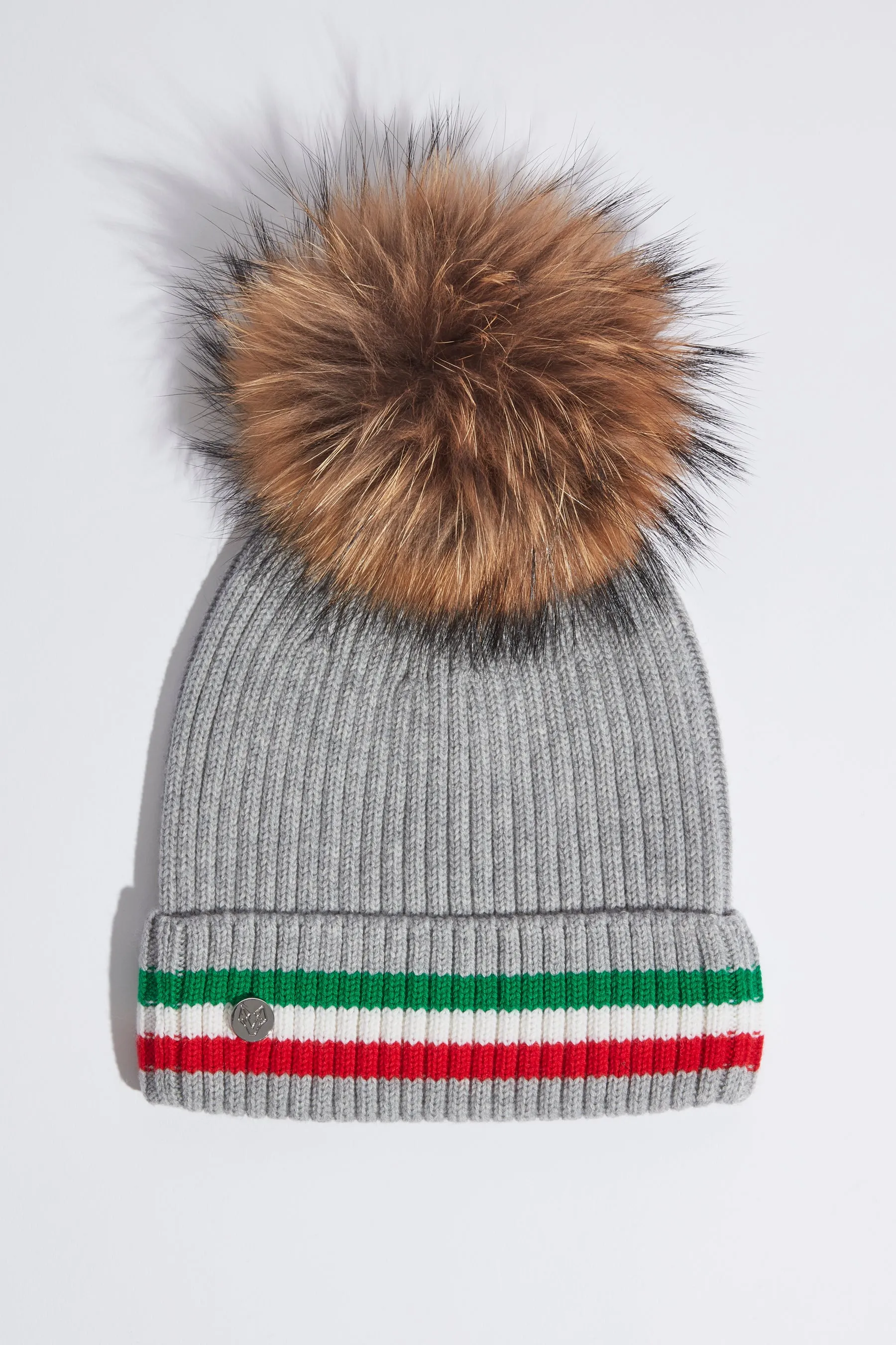 Aston Merino Wool Pom Pom Hat - Grey