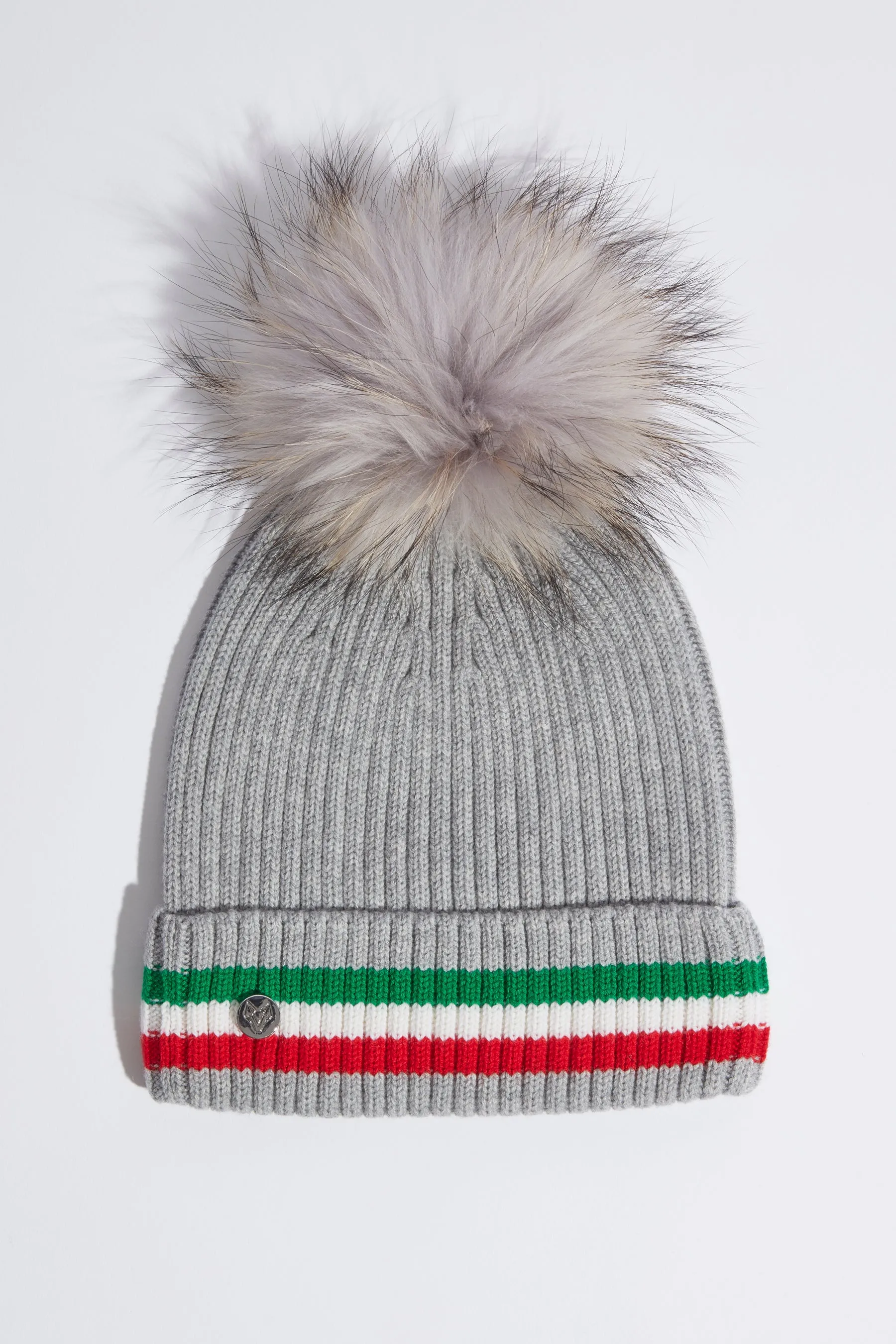 Aston Merino Wool Pom Pom Hat - Grey