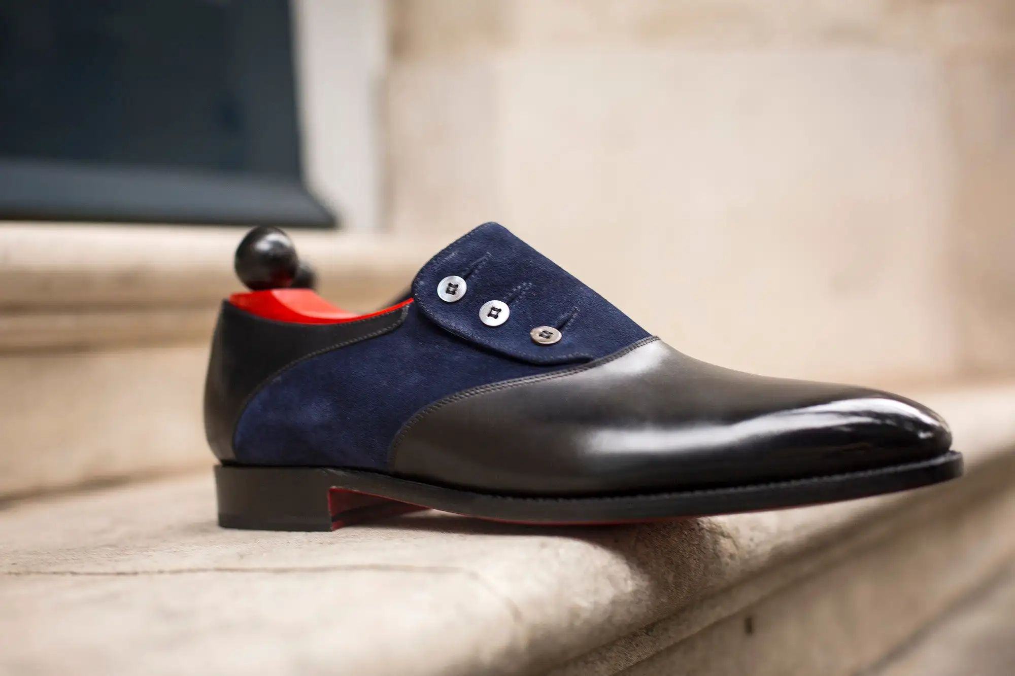 Aurora - MTO - Black Calf / Navy Suede - LPB Last - Single Leather Sole