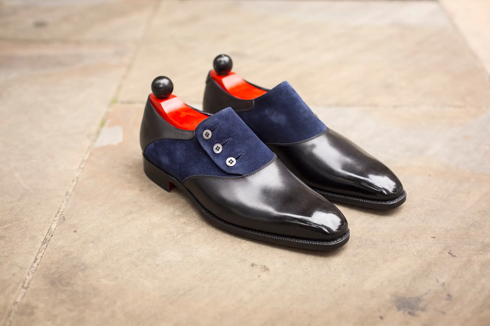 Aurora - MTO - Black Calf / Navy Suede - LPB Last - Single Leather Sole