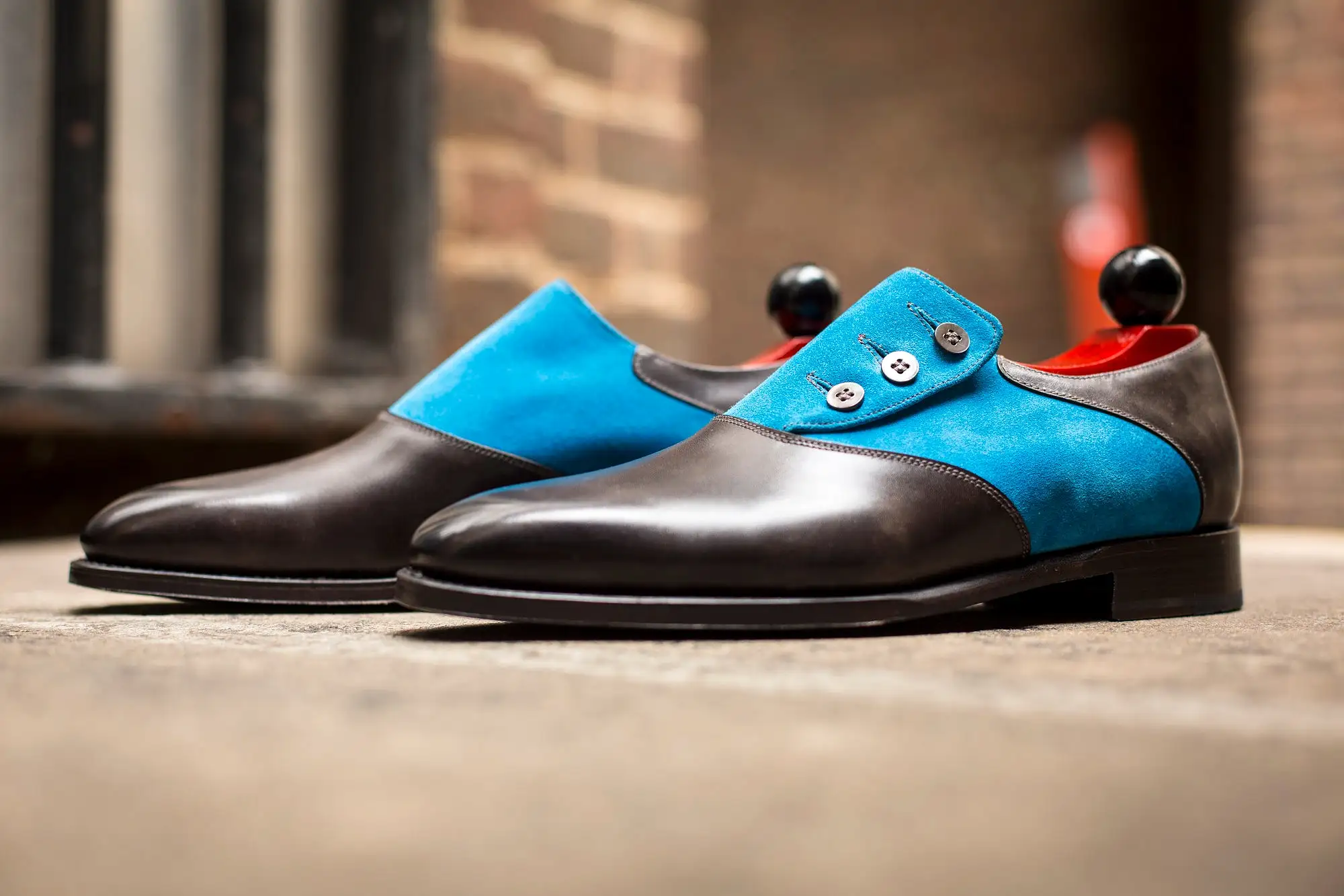 Aurora - MTO - Grey Museum Calf / Turquoise Suede - LPB Last - Single Leather Sole