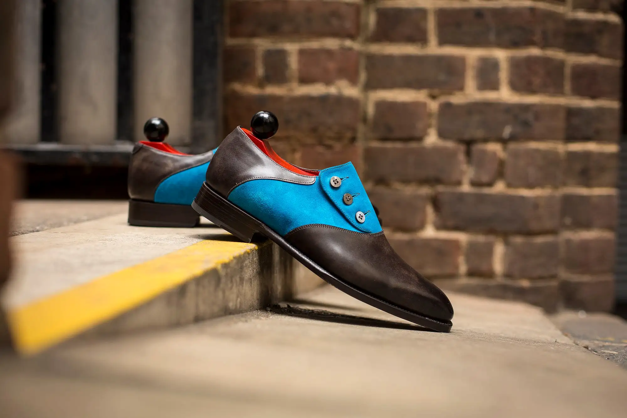 Aurora - MTO - Grey Museum Calf / Turquoise Suede - LPB Last - Single Leather Sole