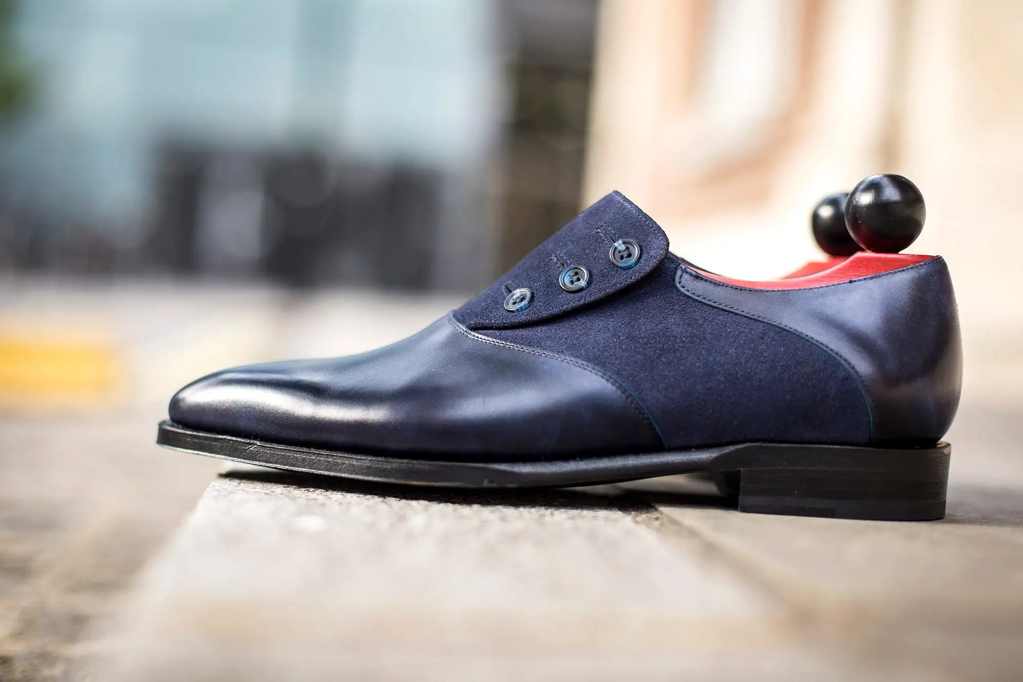 Aurora - MTO - Navy Museum Calf / Navy Suede - LPB Last - Single Leather Sole