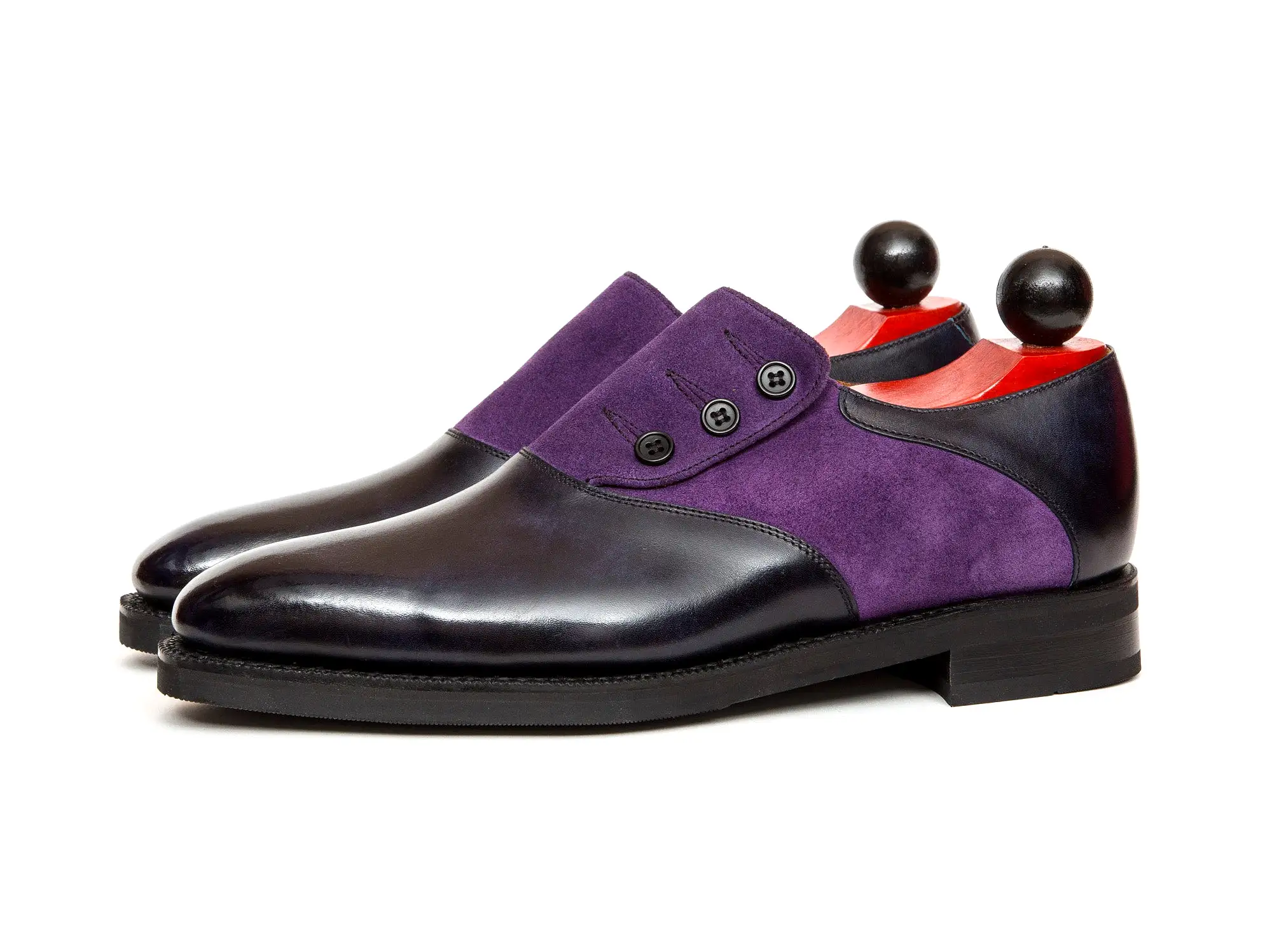 Aurora - MTO - Navy Museum Calf / Purple Suede - LPB Last - City Rubber Sole