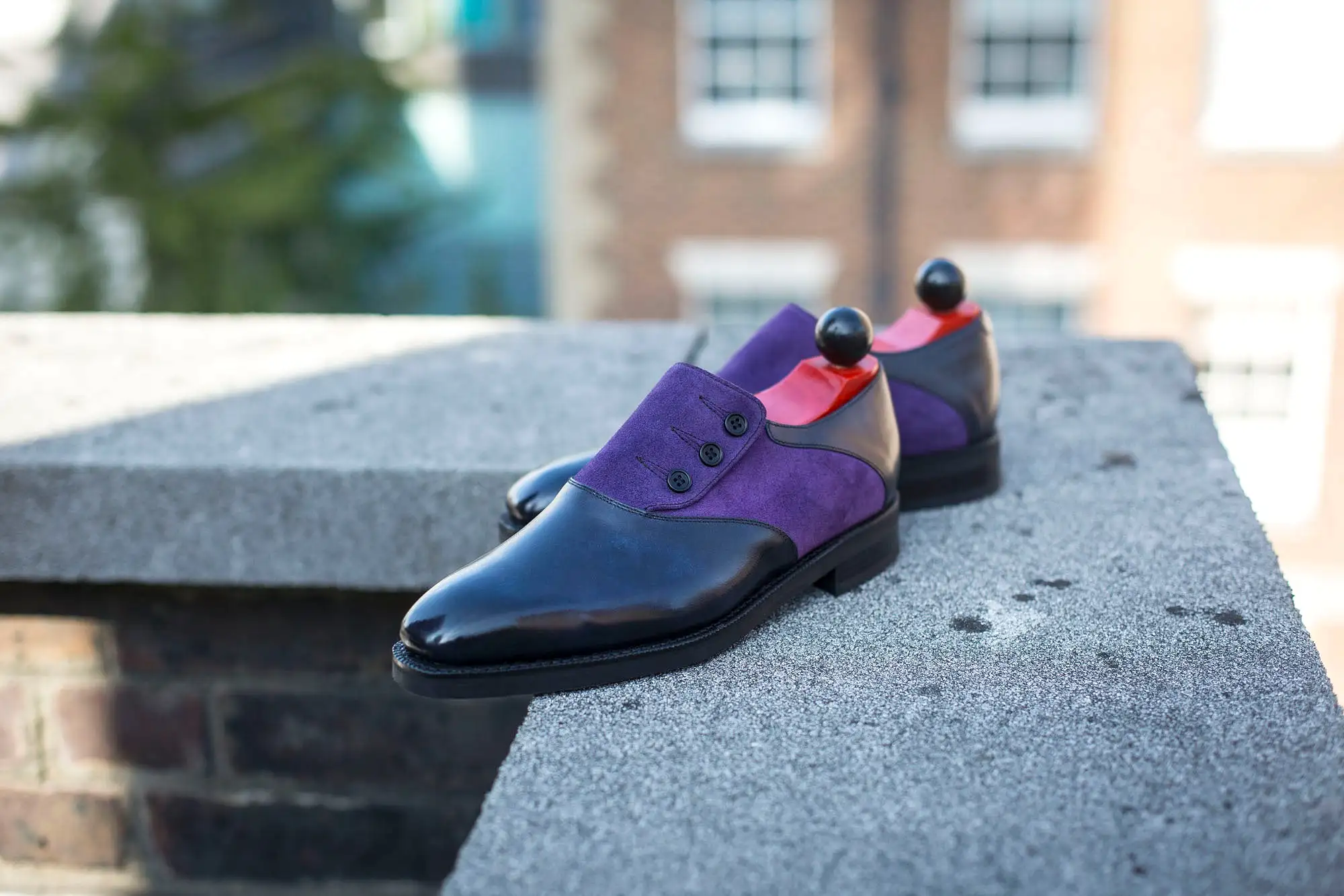 Aurora - MTO - Navy Museum Calf / Purple Suede - LPB Last - City Rubber Sole