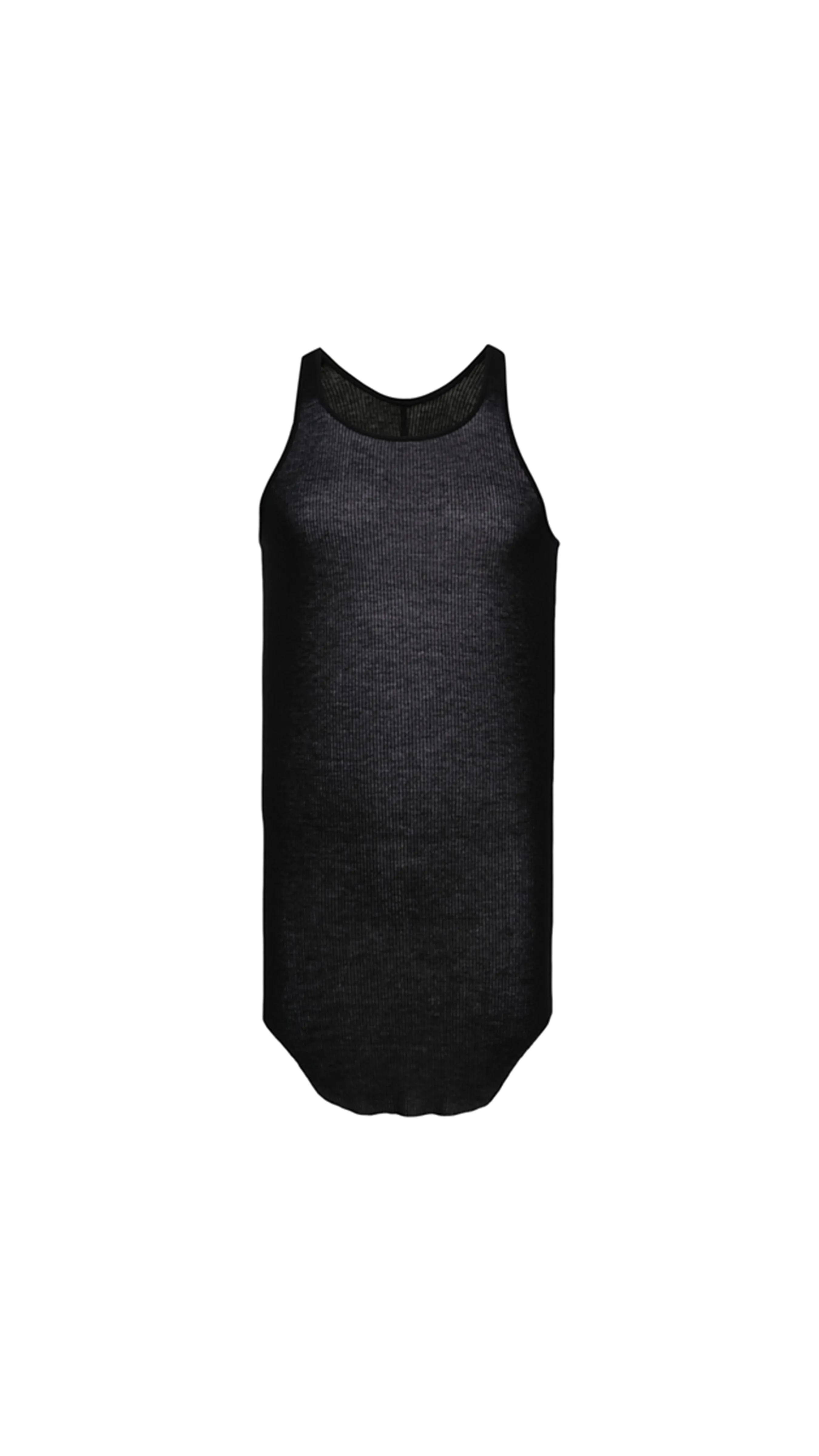 Basic Ribbed Tank Top in Viscose - Black