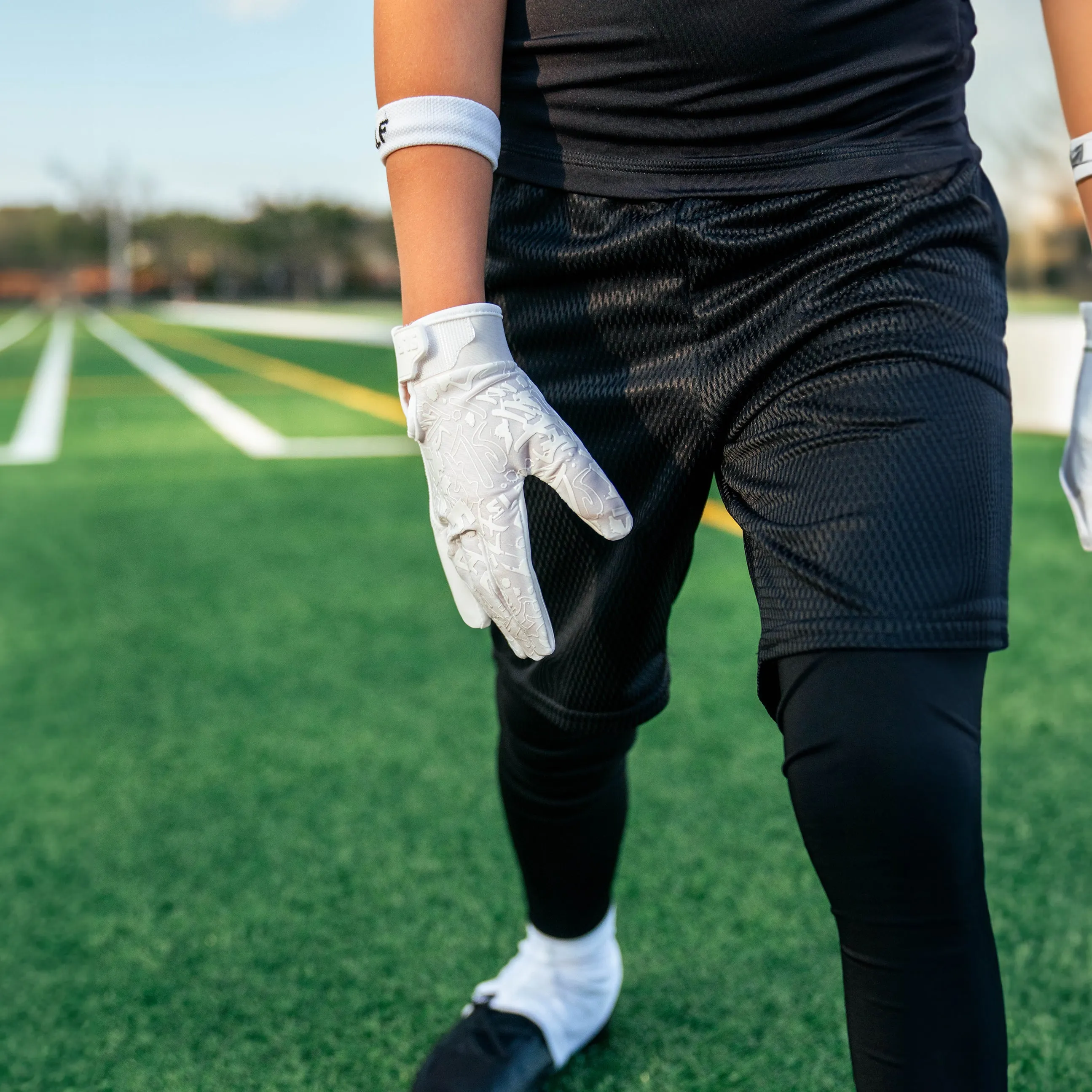 Basic White Sticky Kids Football Receiver Gloves