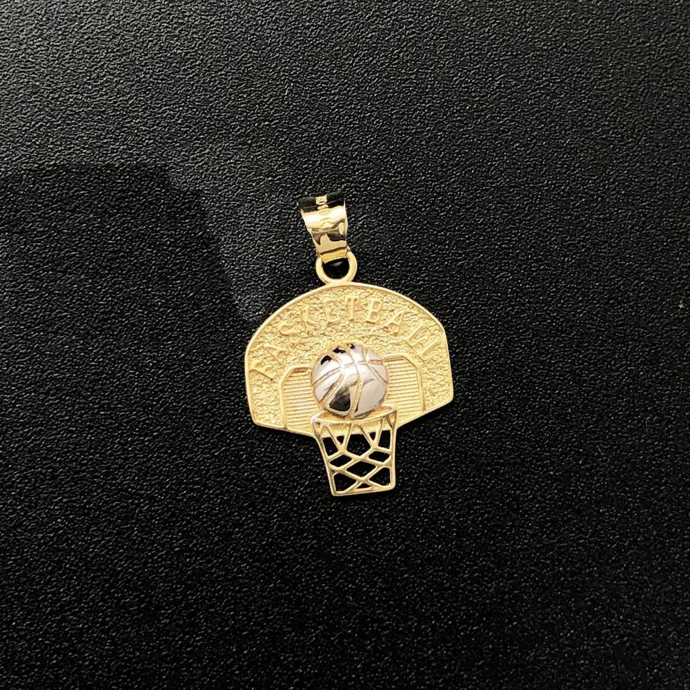 Basketball Hoop 10K Yellow Gold Pendant