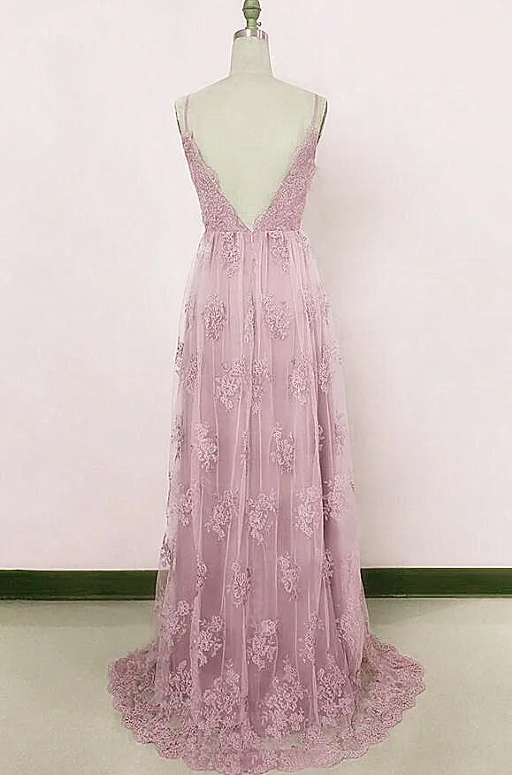 Beautiful A-line Prom Dress , Lace Straps Evening Dress