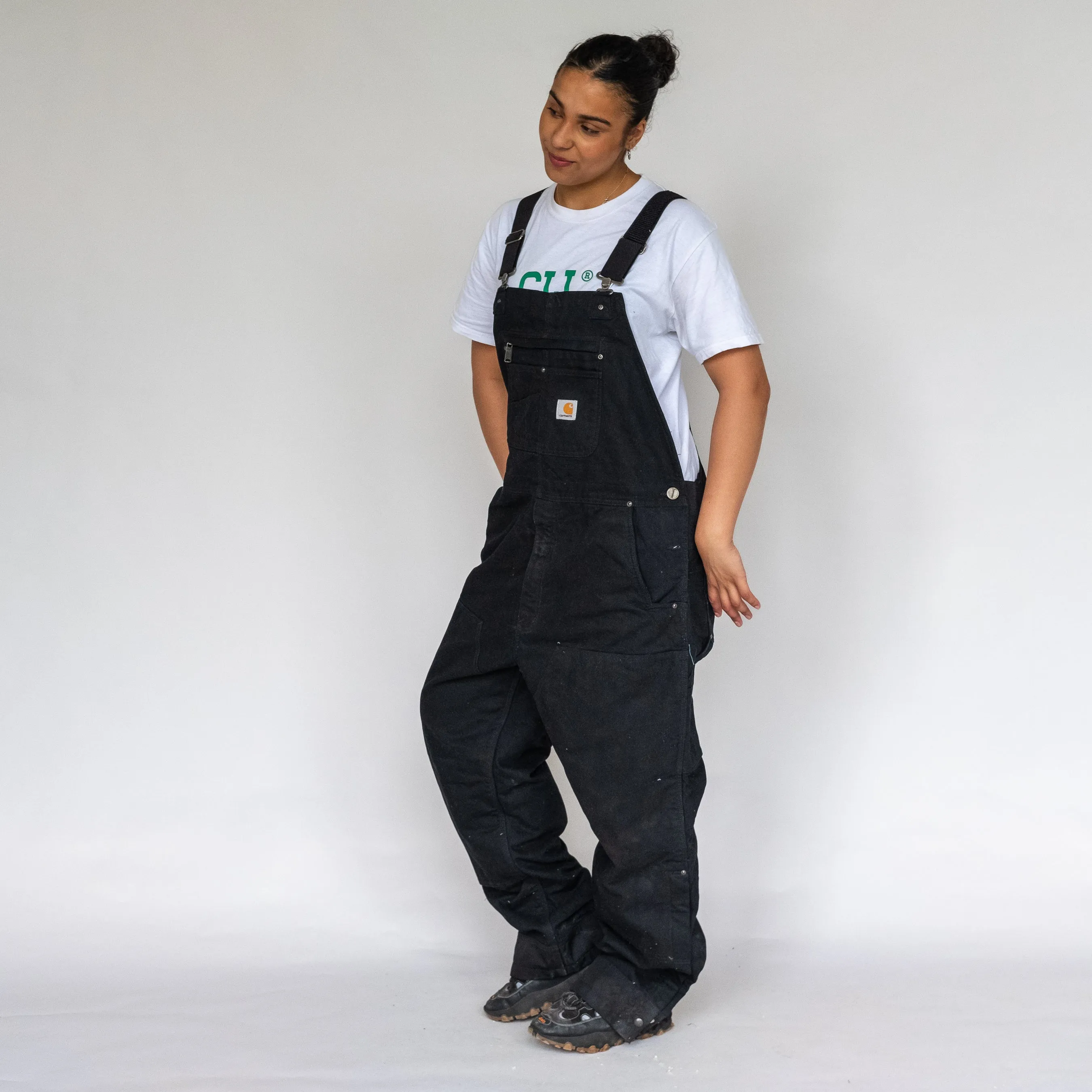 Black 90s Carhartt Deadstock Canvas Baggy Dungarees (L)