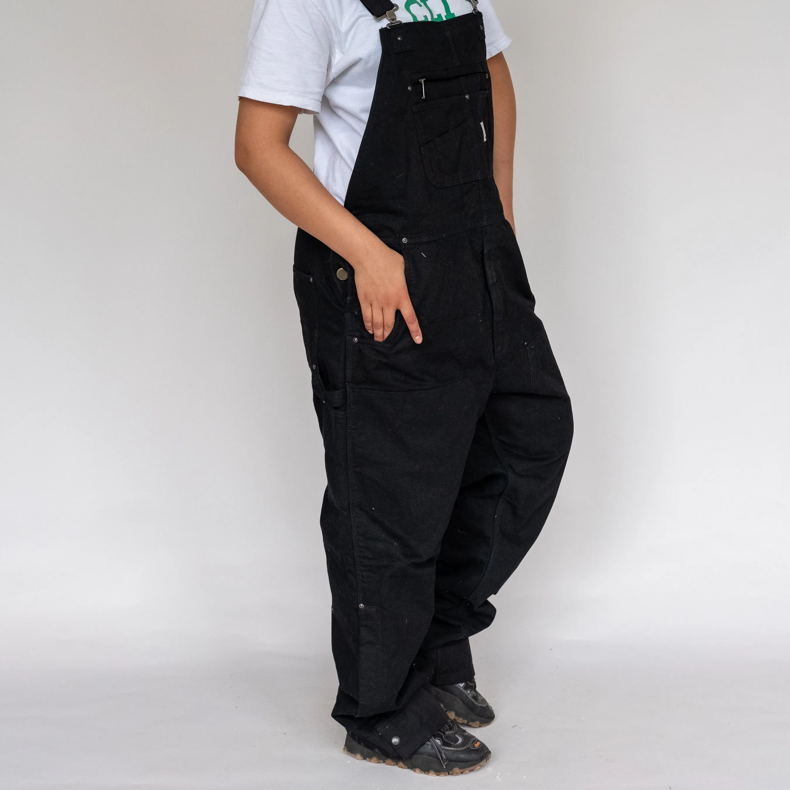 Black 90s Carhartt Deadstock Canvas Baggy Dungarees (L)