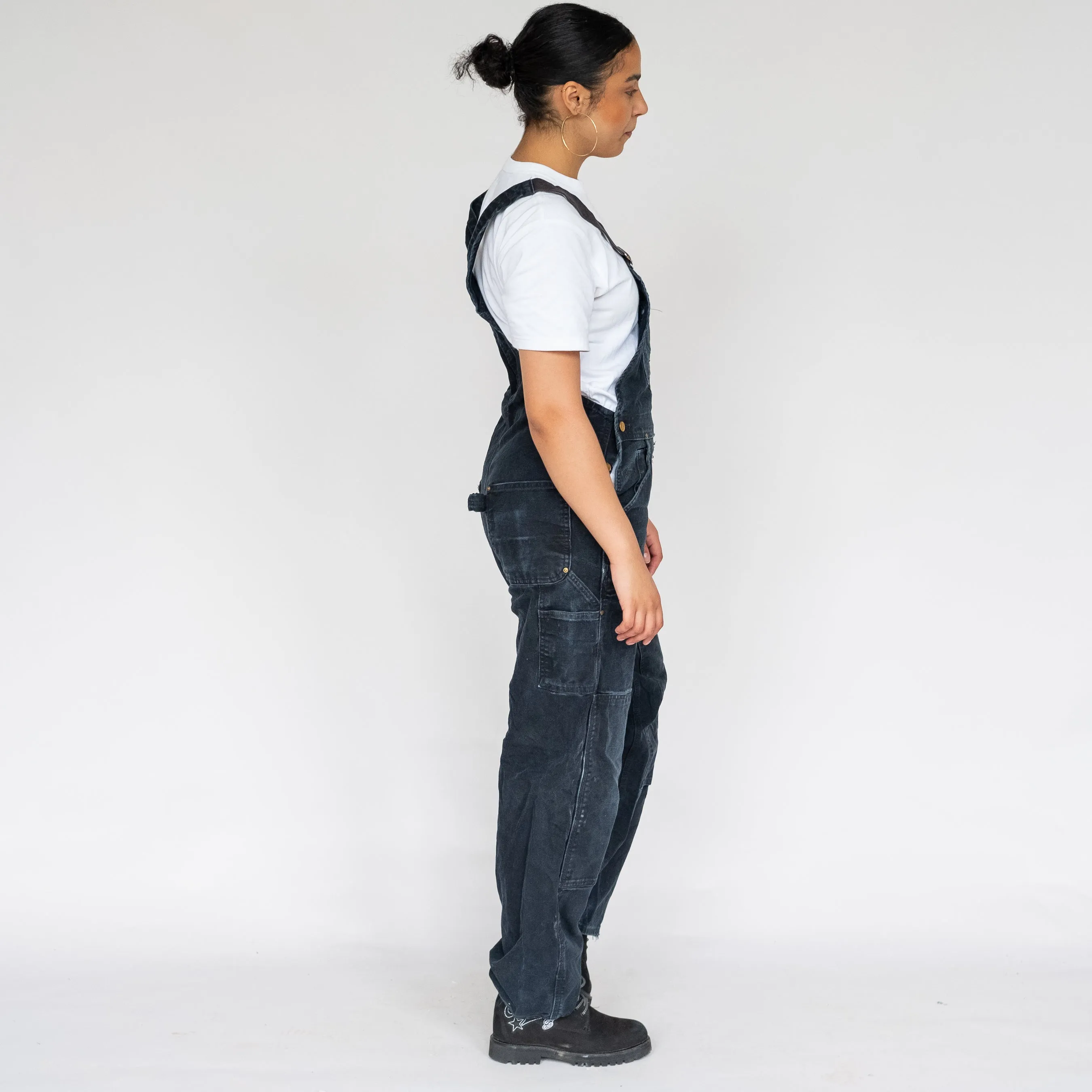 Black 90s Carhartt Double Knee Canvas Baggy Dungarees (M)