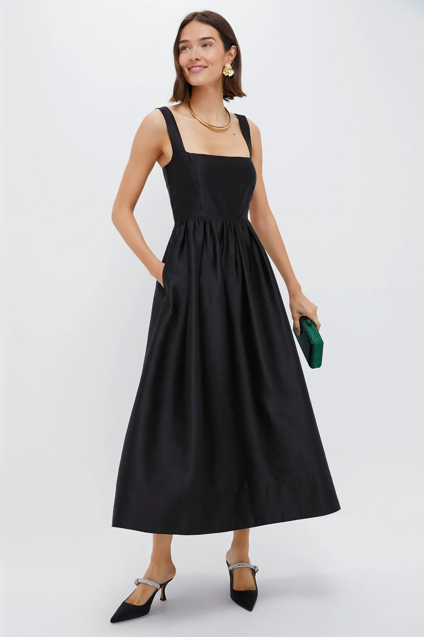 Black Dupioni Esme Dress