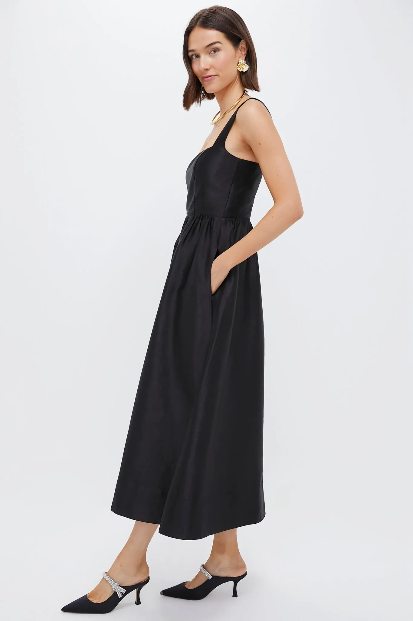 Black Dupioni Esme Dress