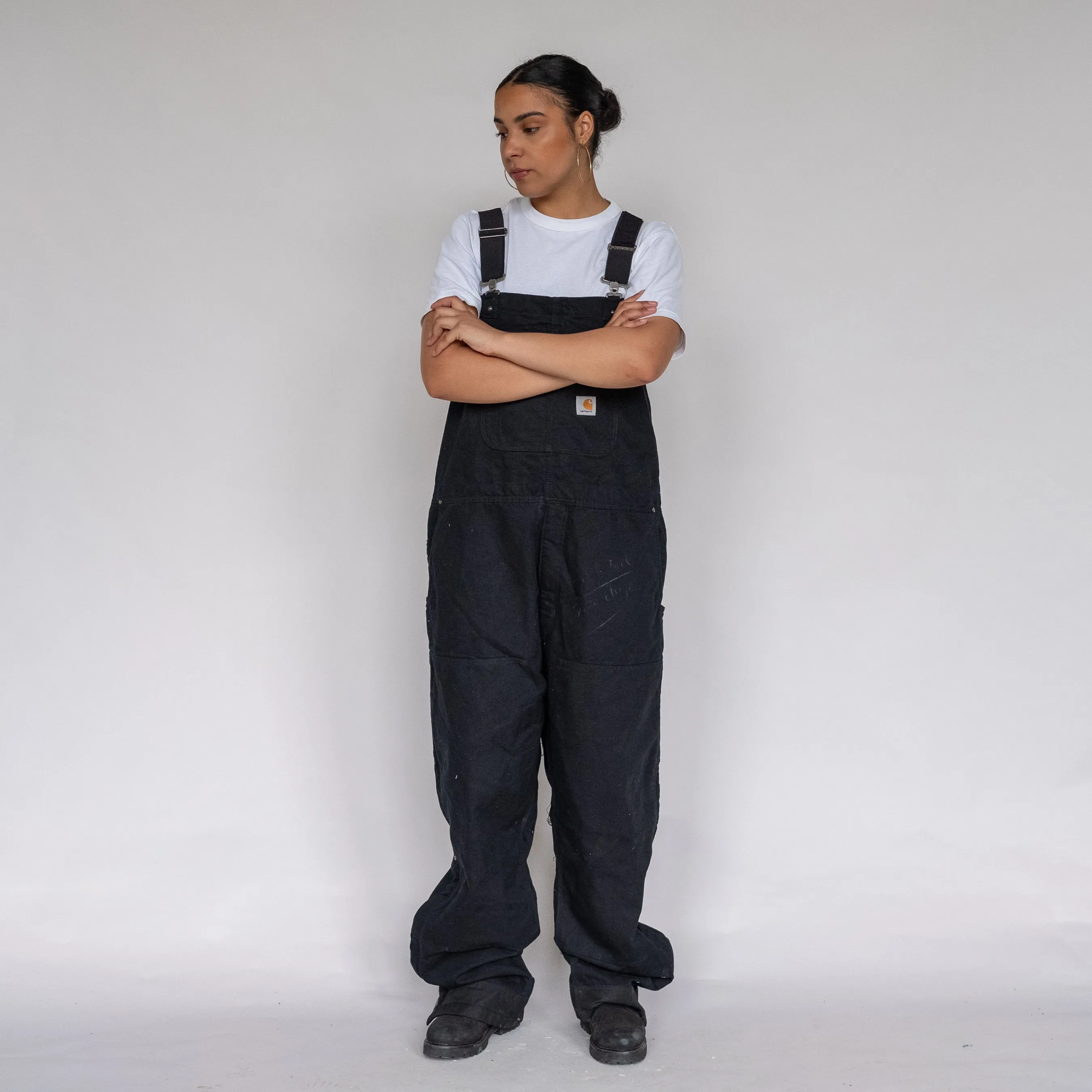 Black y2ks Carhartt Deadstock Canvas Baggy Dungarees (L)