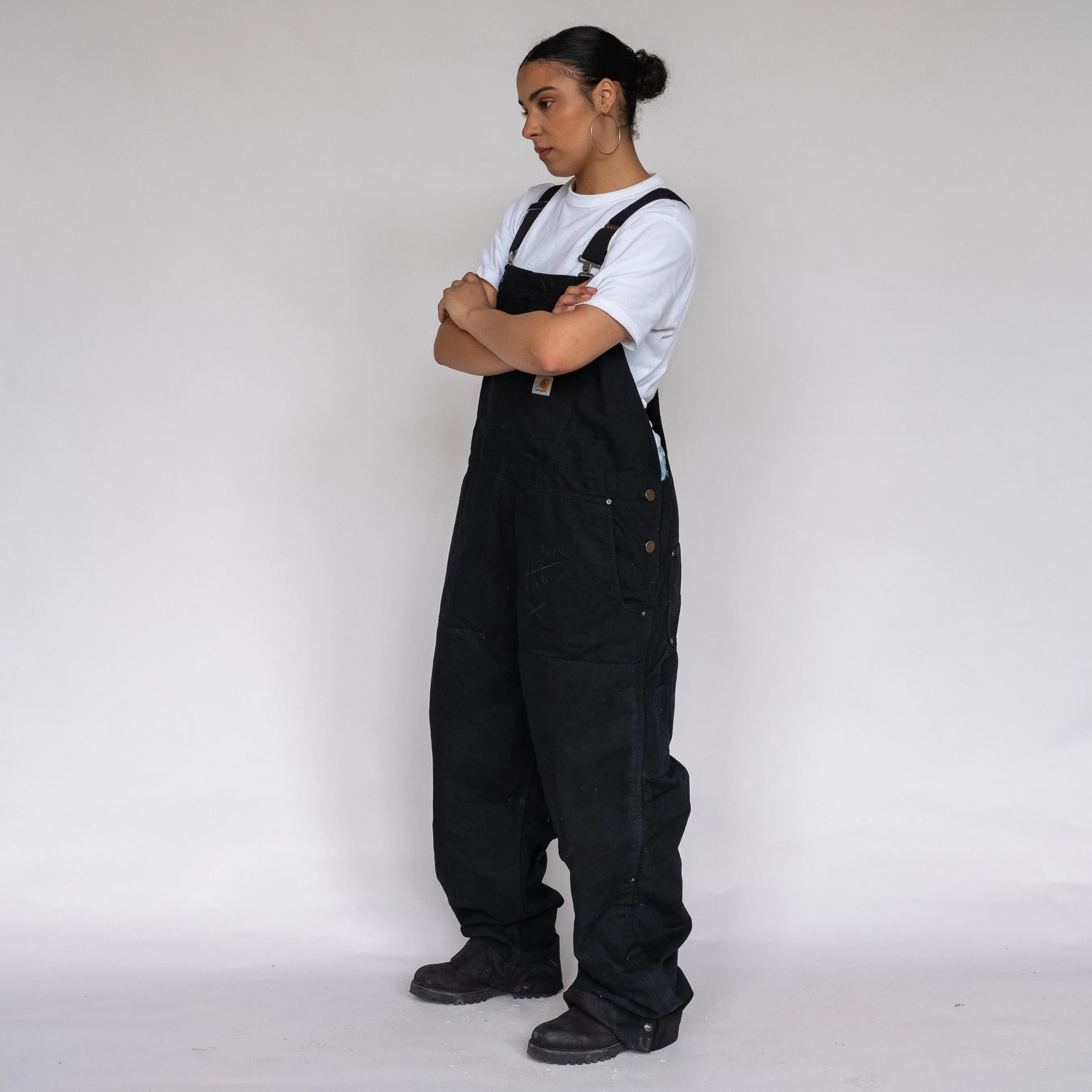 Black y2ks Carhartt Deadstock Canvas Baggy Dungarees (L)