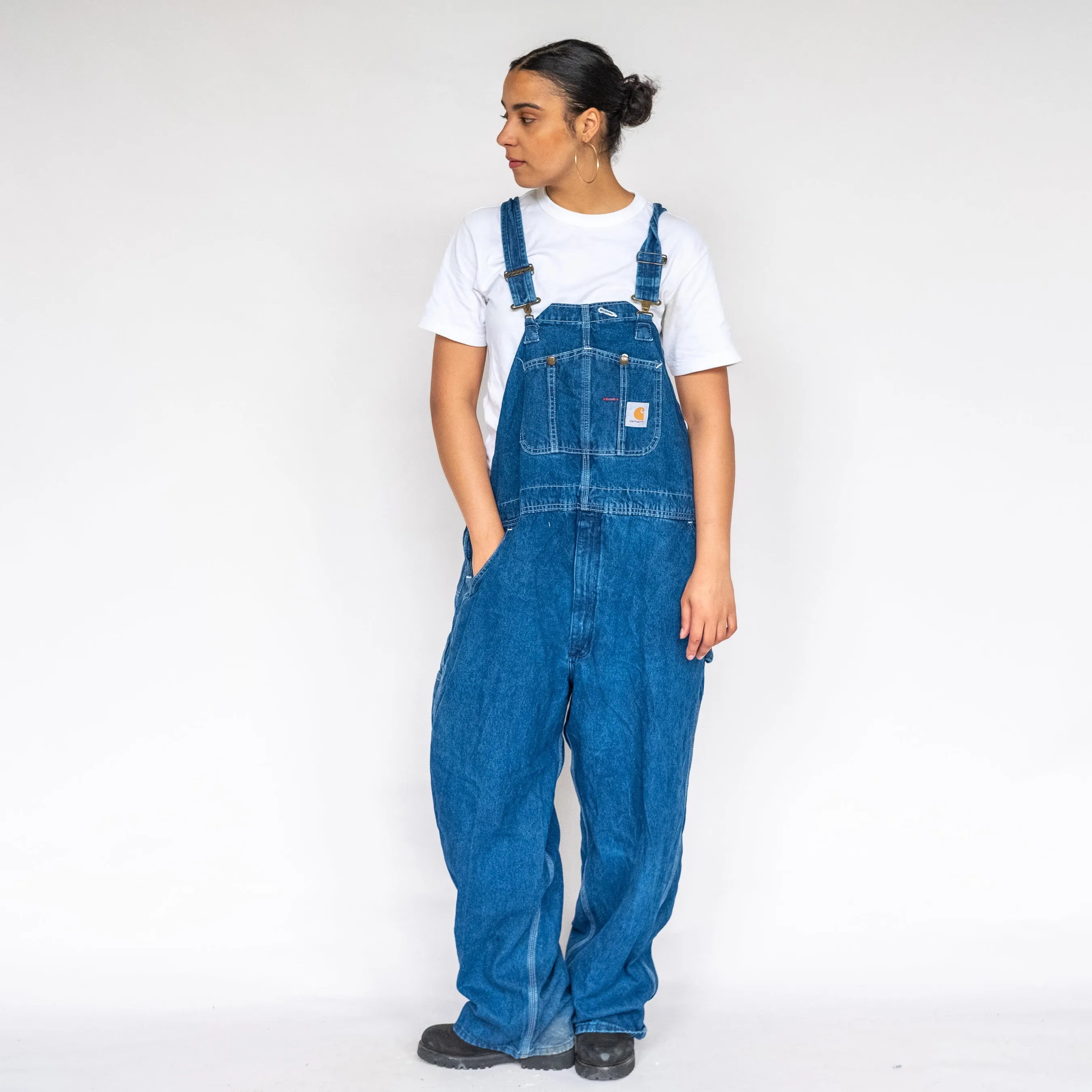 Blue 90s Carhartt Denim Baggy Dungarees (XXL)