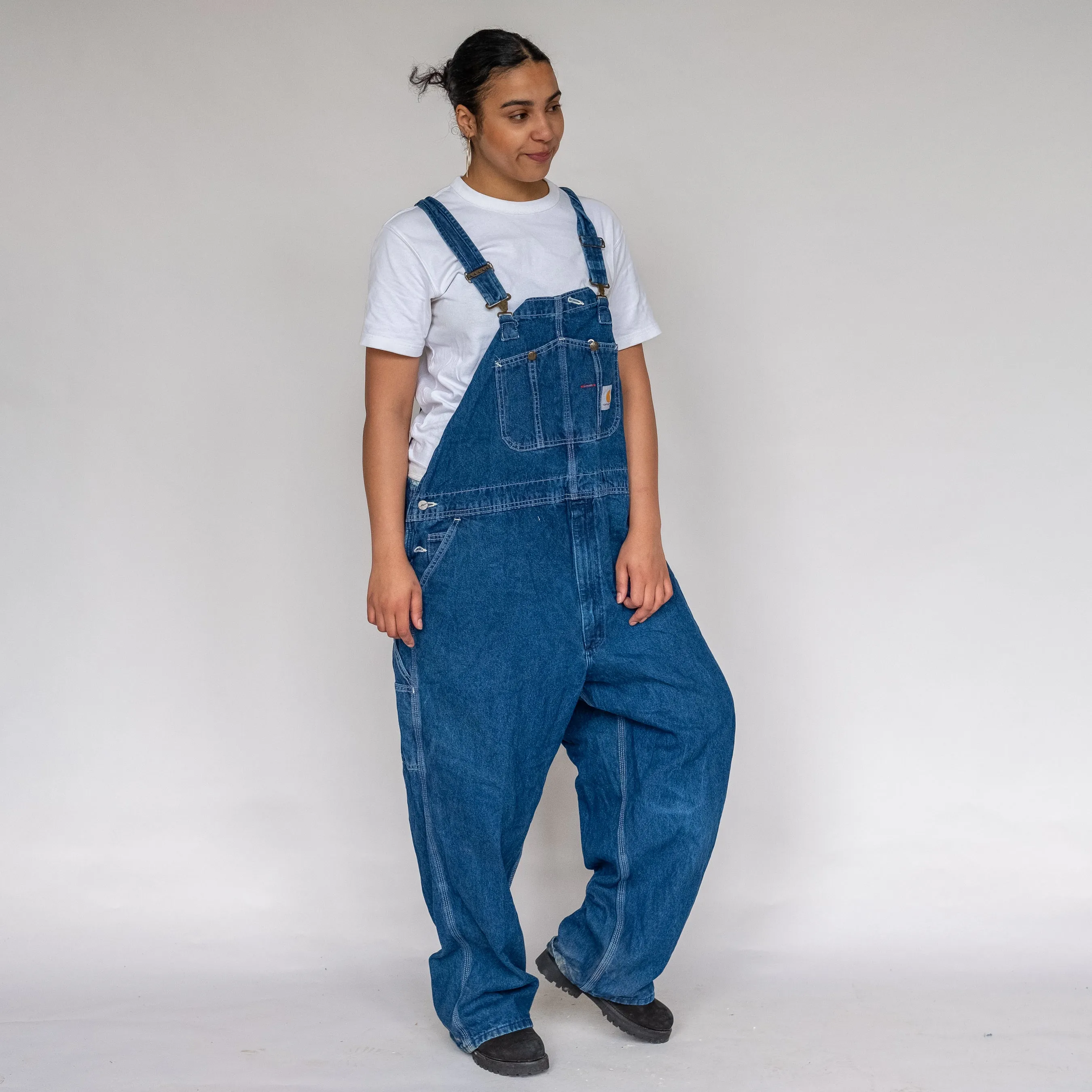 Blue 90s Carhartt Denim Baggy Dungarees (XXL)