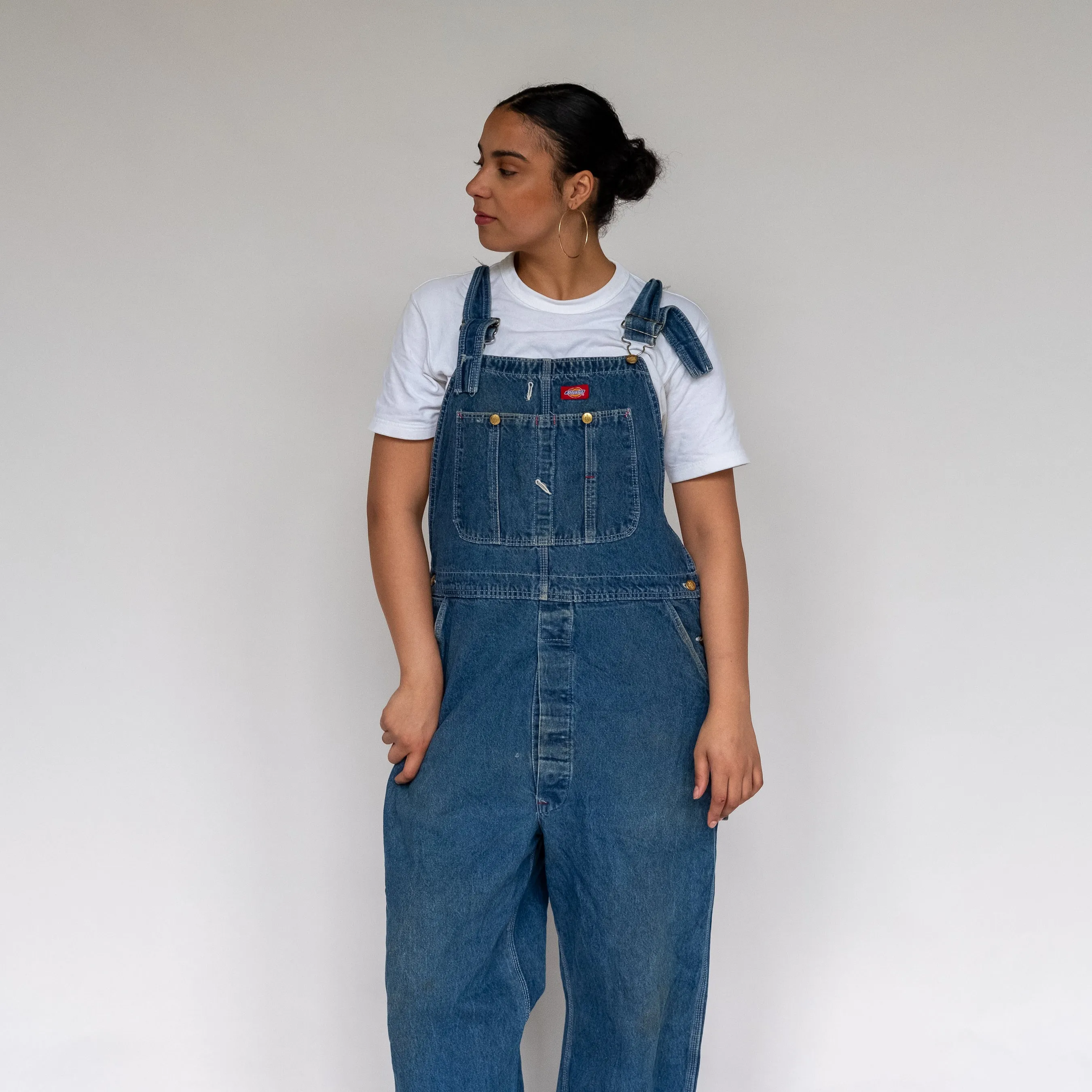 Blue 90s Dickies Denim Baggy Dungarees (XL)