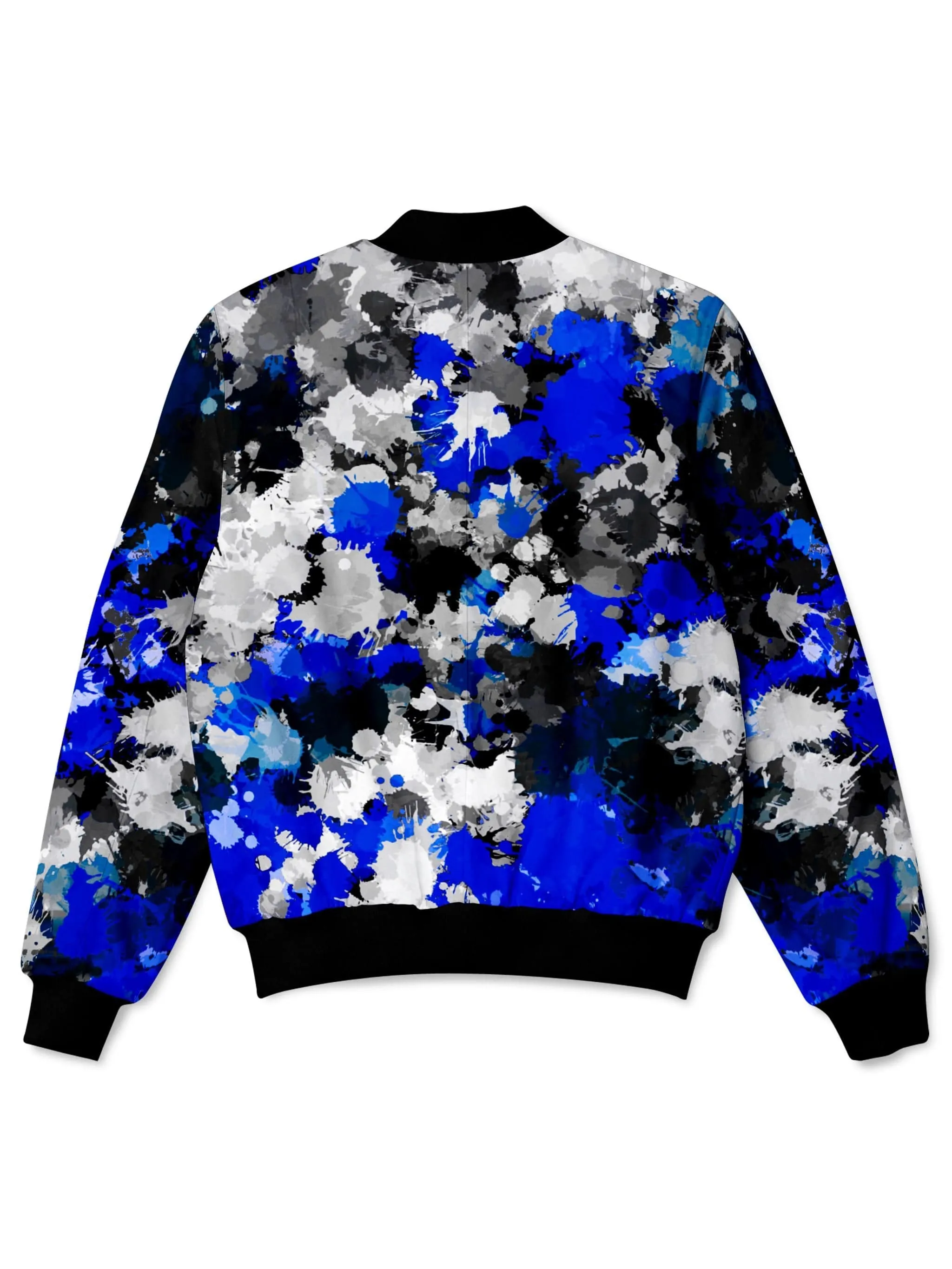 Blue and Grey Paint Splatter Bomber Jacket