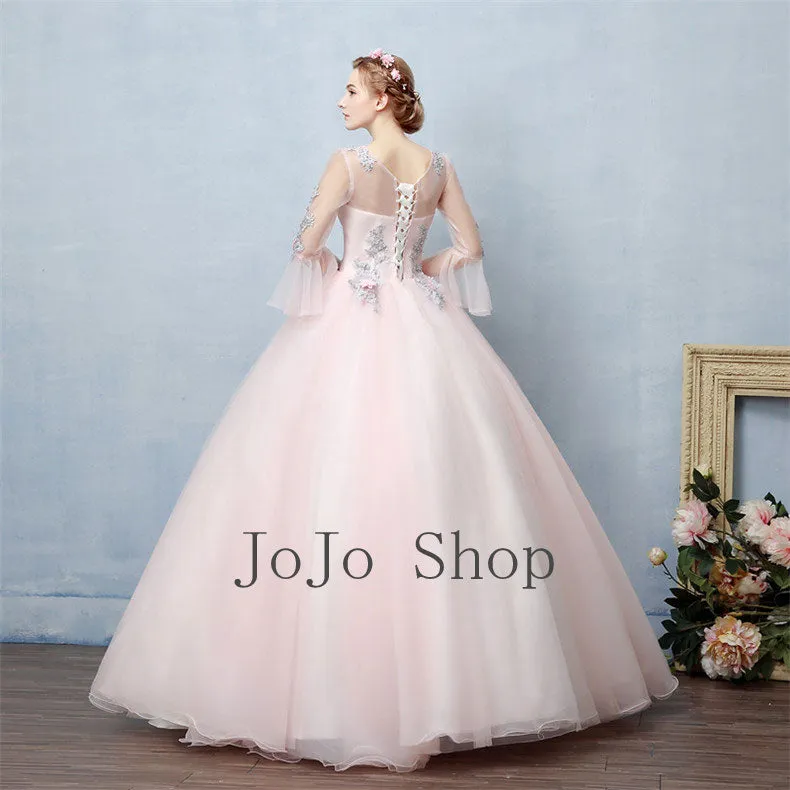 Blush Pink Floral Lace Prom Formal Evening Dress X2010