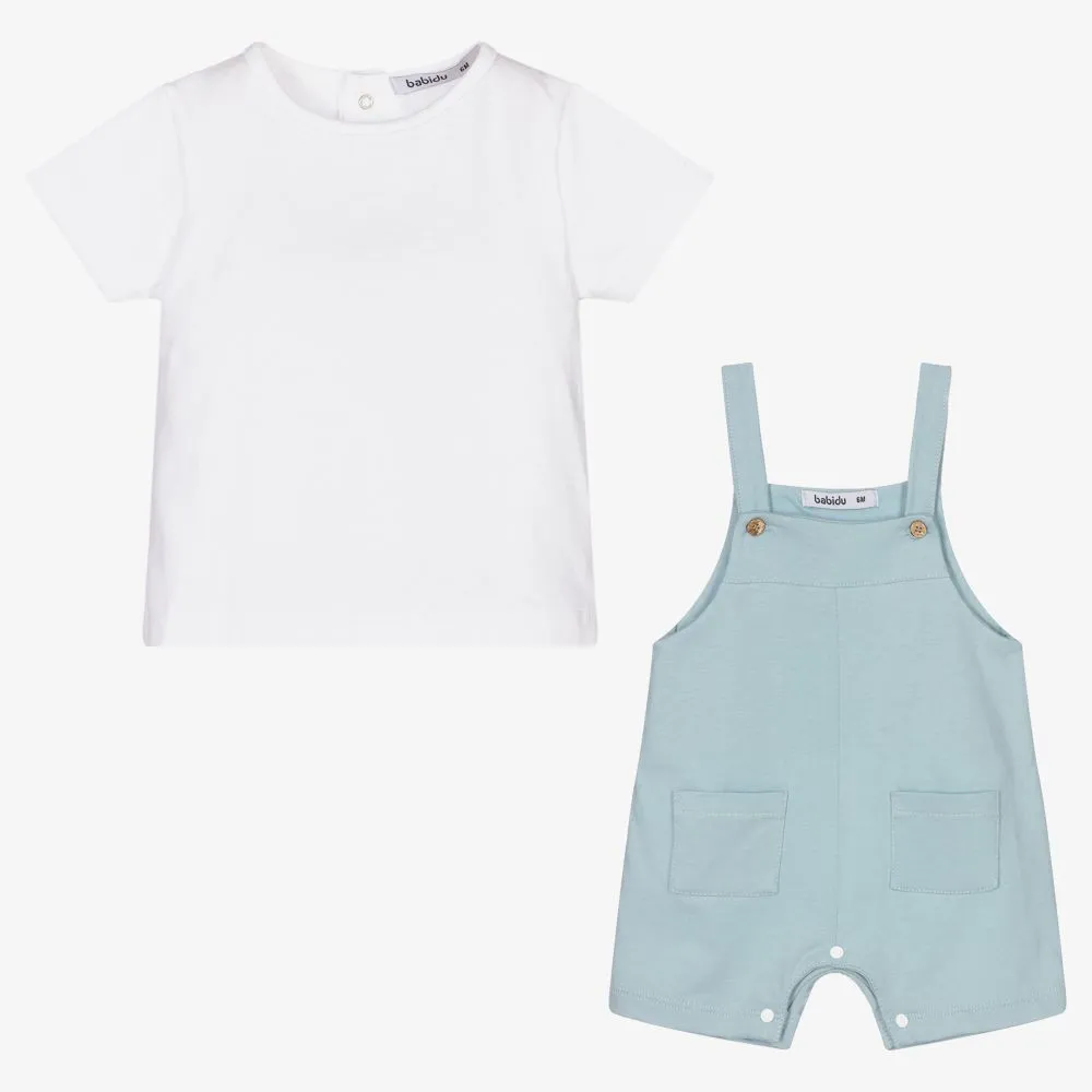 Boys Blue Dungarees Set