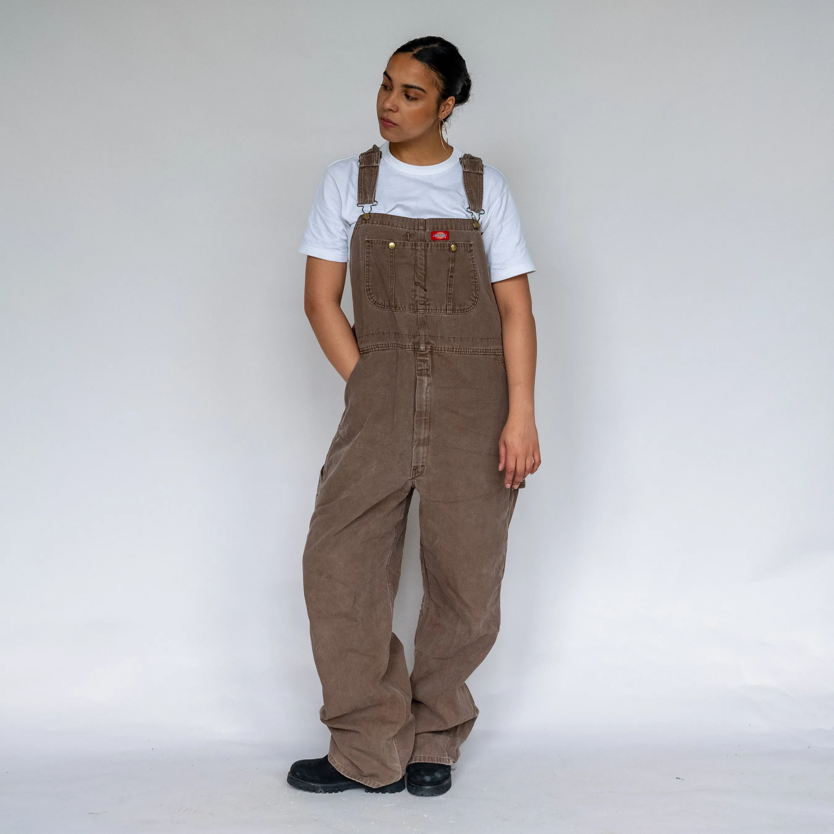 Brown 90s Dickies Canvas Baggy Dungarees (XL)