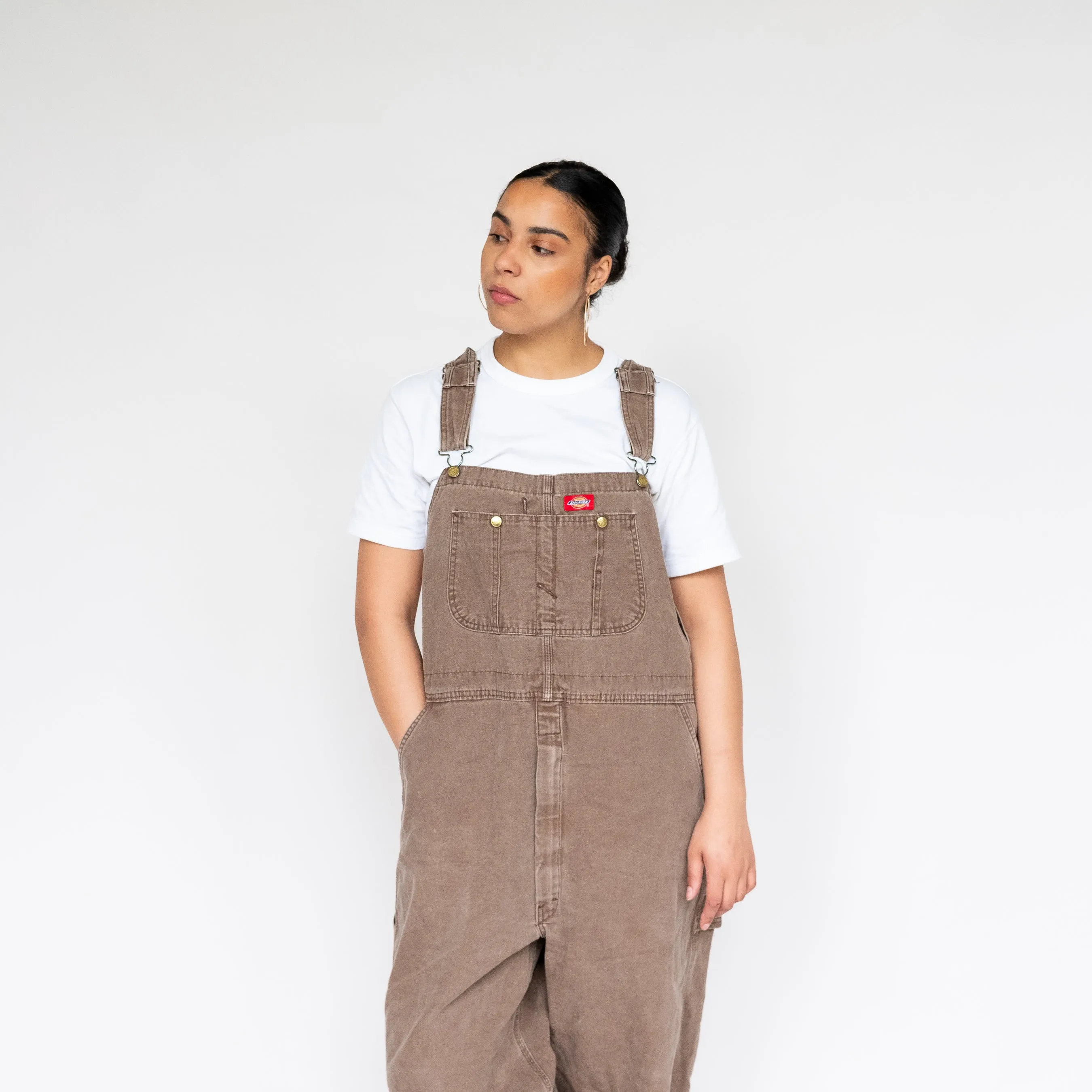 Brown 90s Dickies Canvas Baggy Dungarees (XL)