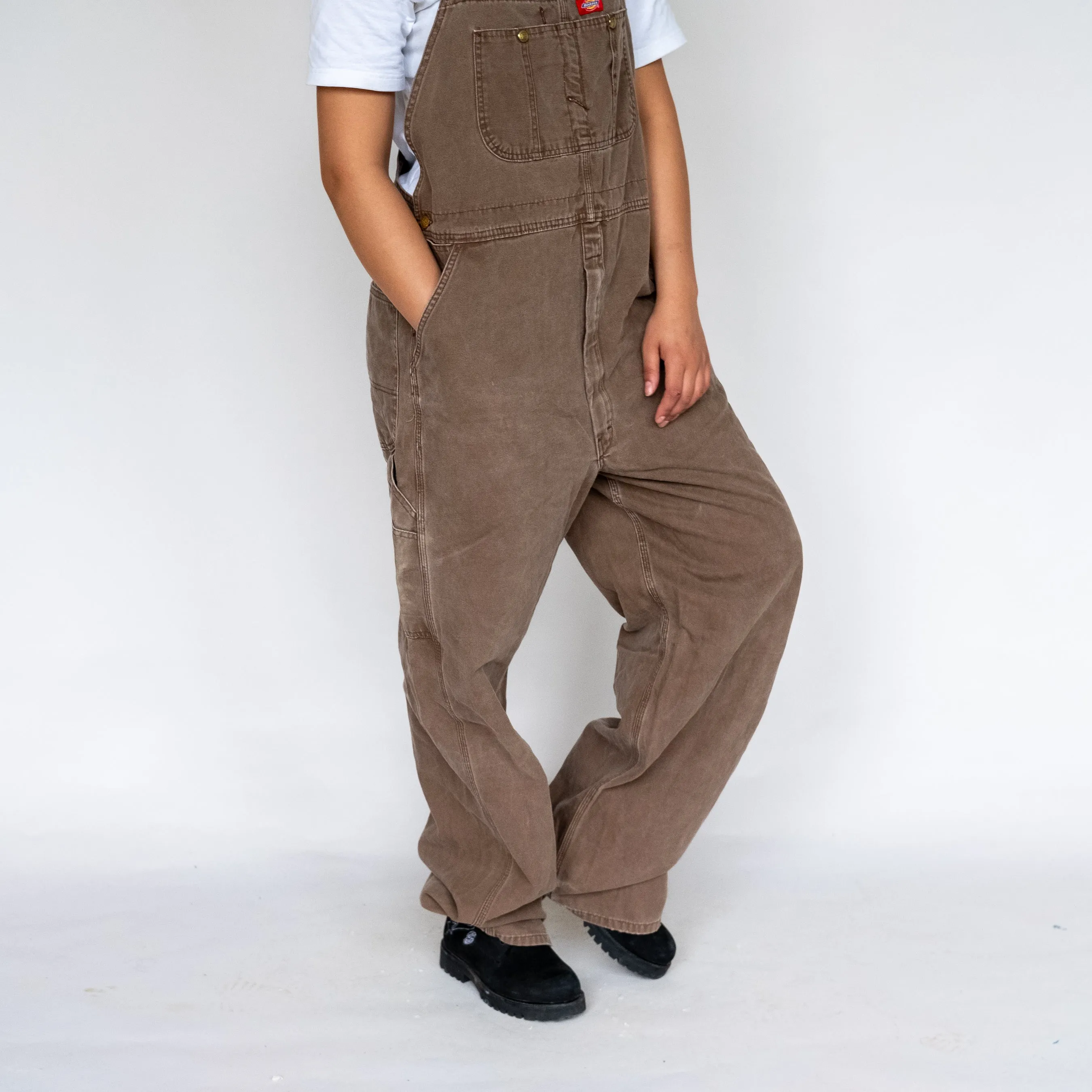 Brown 90s Dickies Canvas Baggy Dungarees (XL)