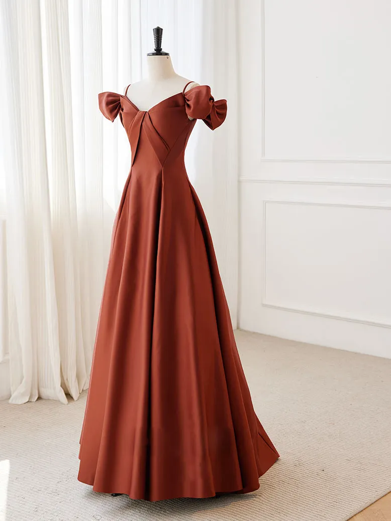 Burnt Orange Off The Shoulder A-line Long Evening Dress Prom Dress