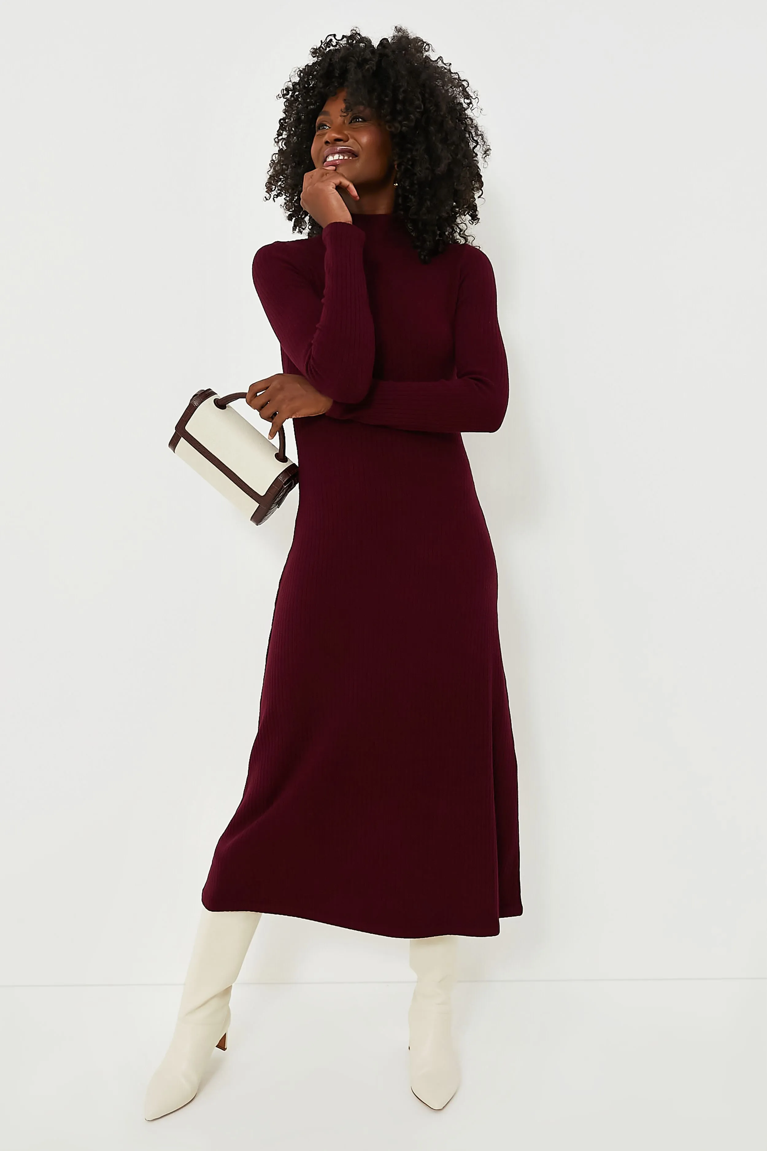 Cassis Long Sleeve Mock Neck Dress