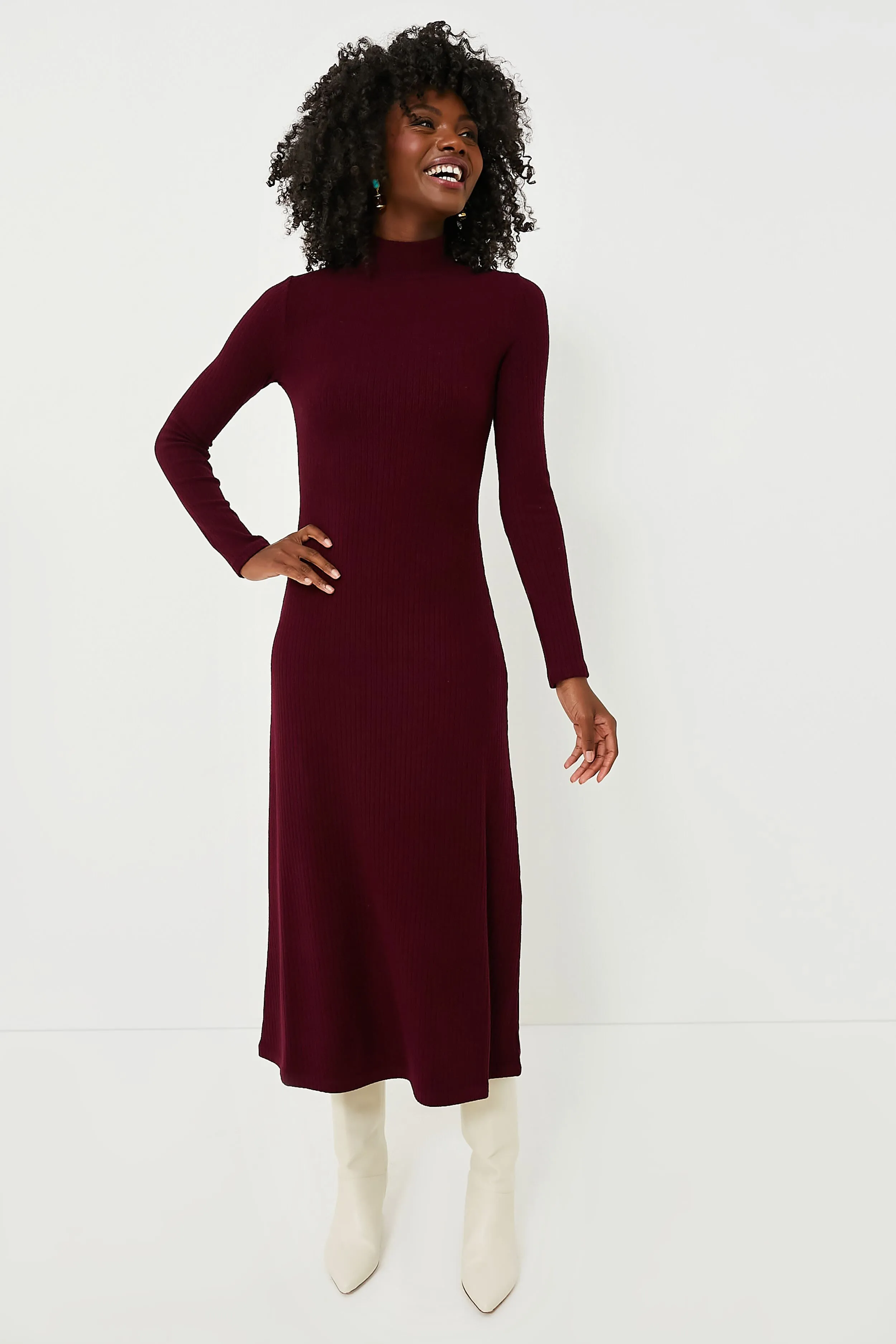 Cassis Long Sleeve Mock Neck Dress