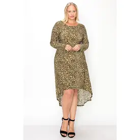 Cheetah Print Dress Featuring A Round Neck