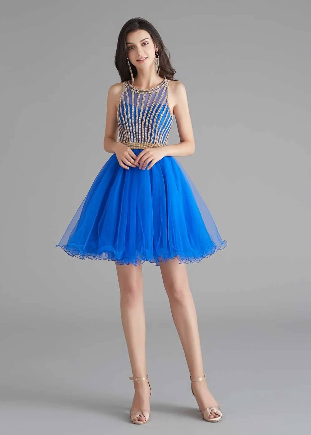 Chic Short Royal Blue Tulle Evening Dress