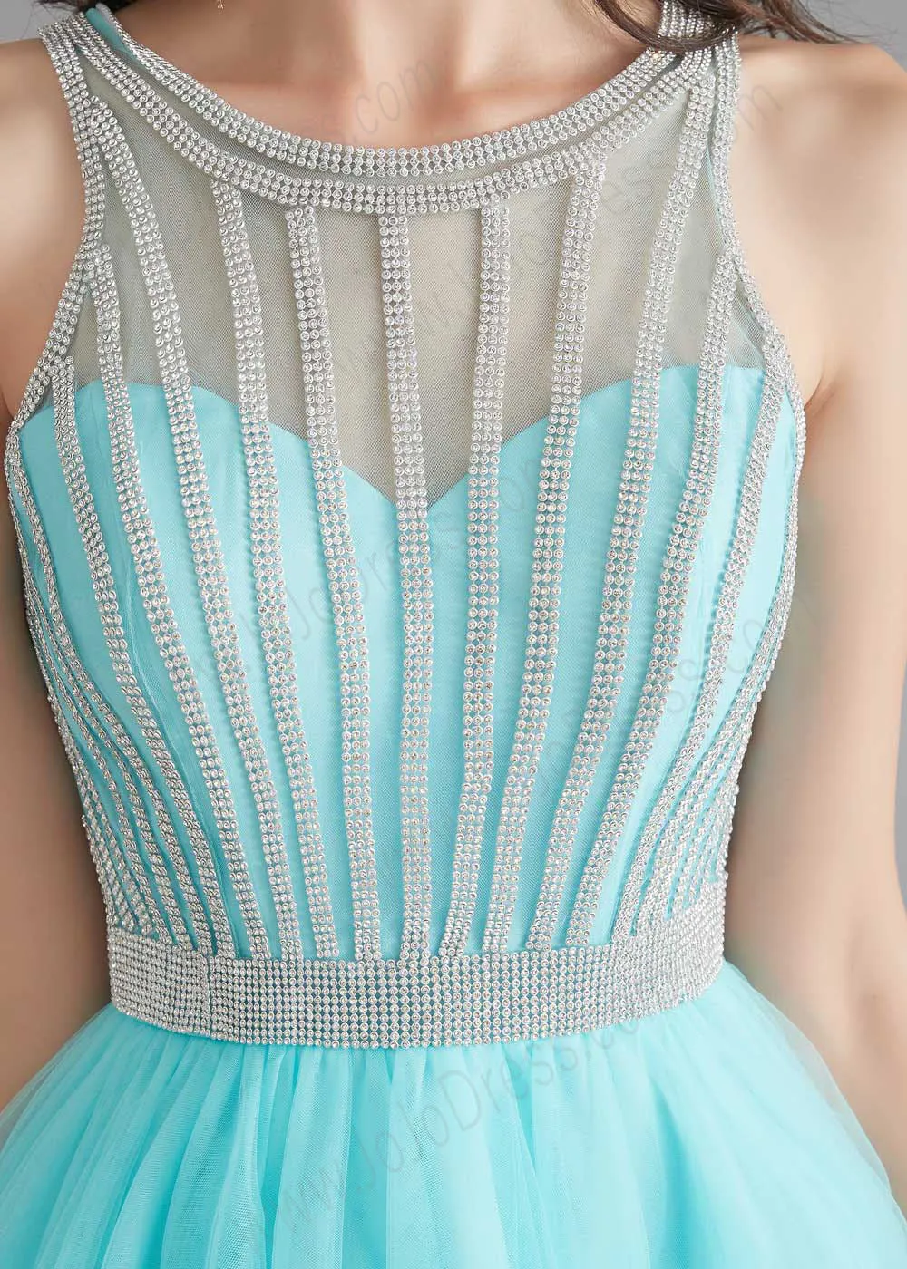 Chic Short Turquoise Tulle Evening Dress