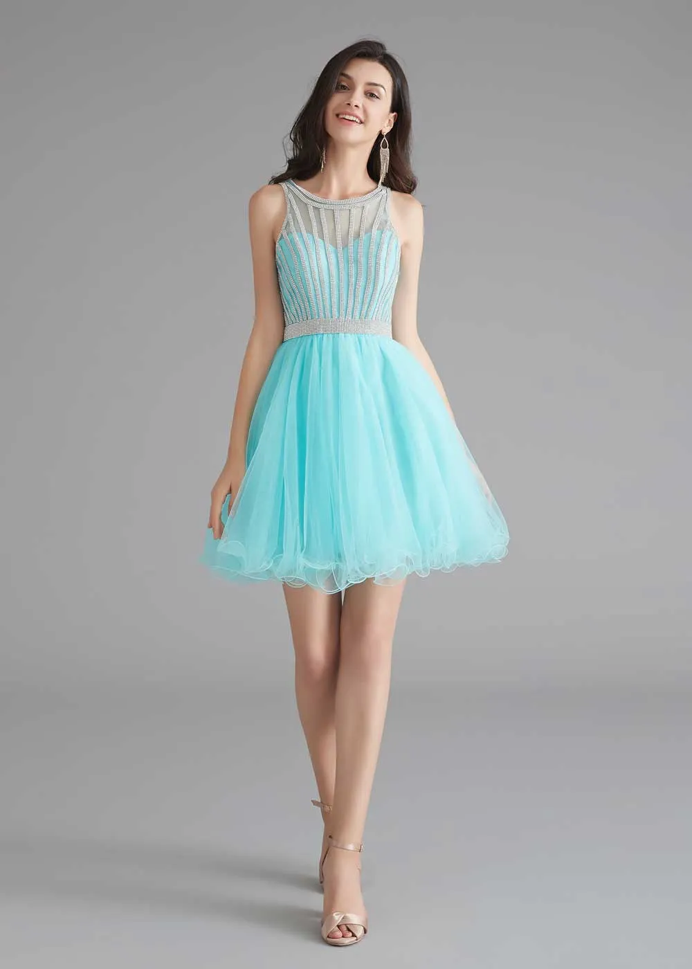 Chic Short Turquoise Tulle Evening Dress