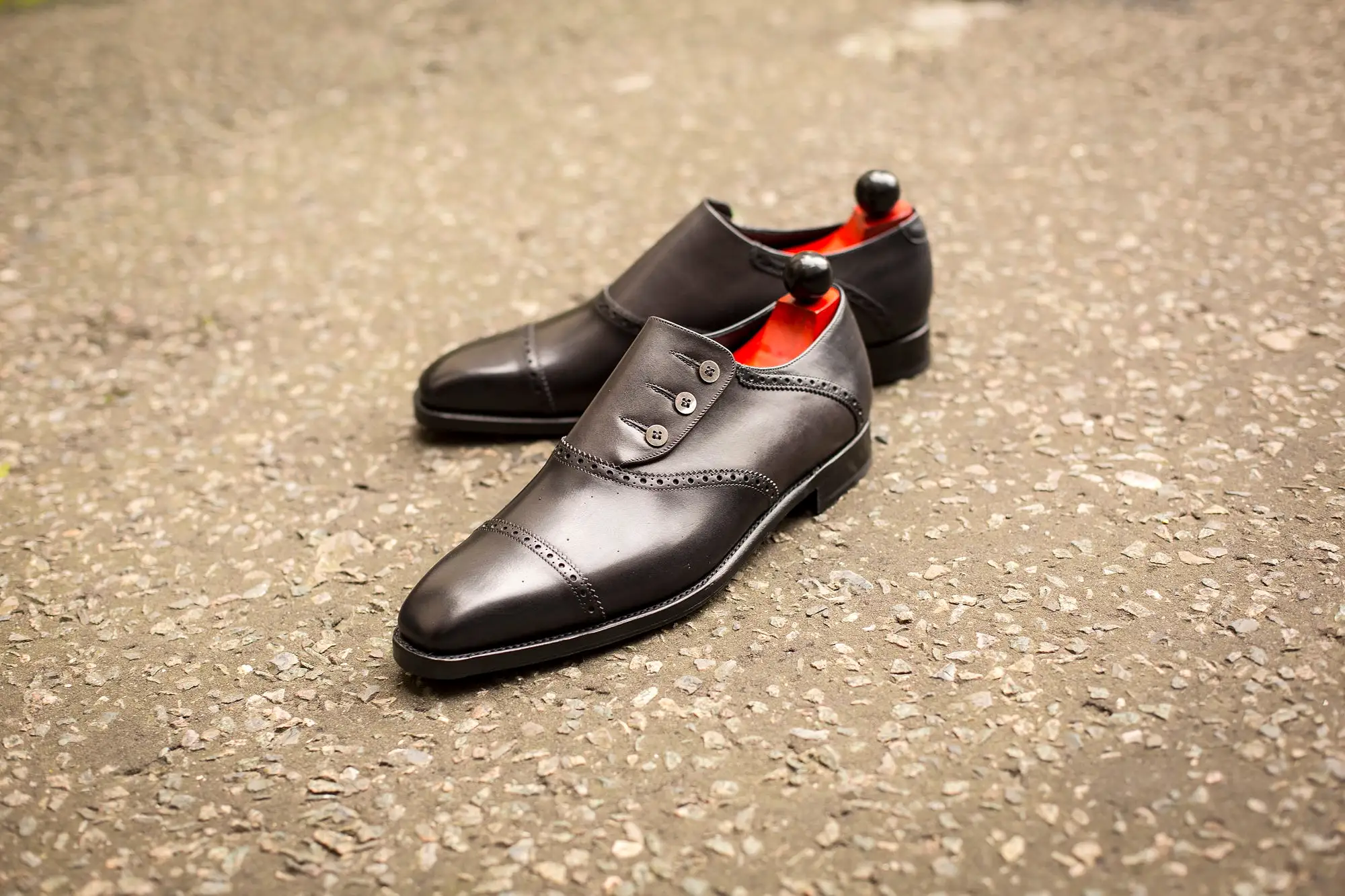 Cyril - MTO - Shaded Black Calf / Shaded Grey Calf - MGF Last - Single Leather Sole