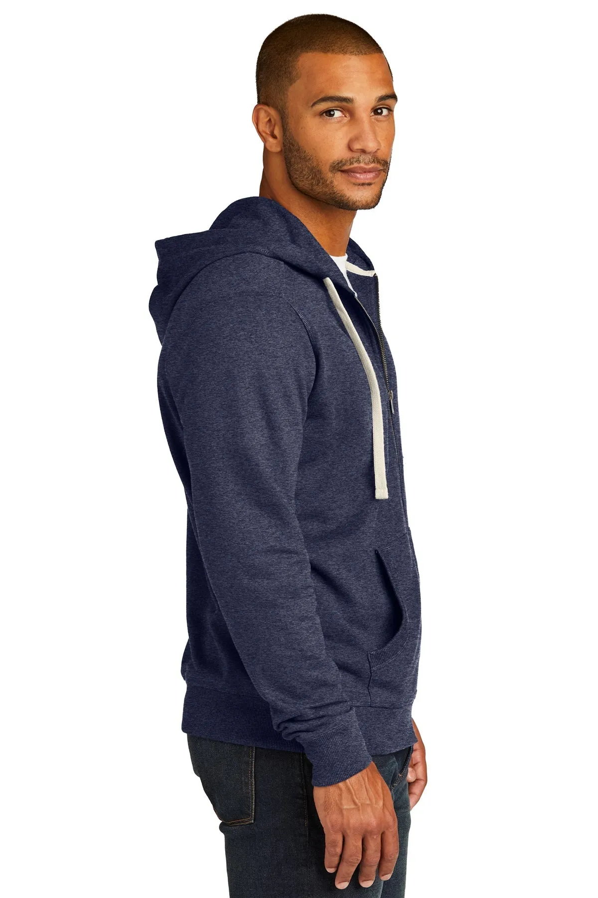 District Re-Fleece Full-Zip Hoodies, Heathered Navy