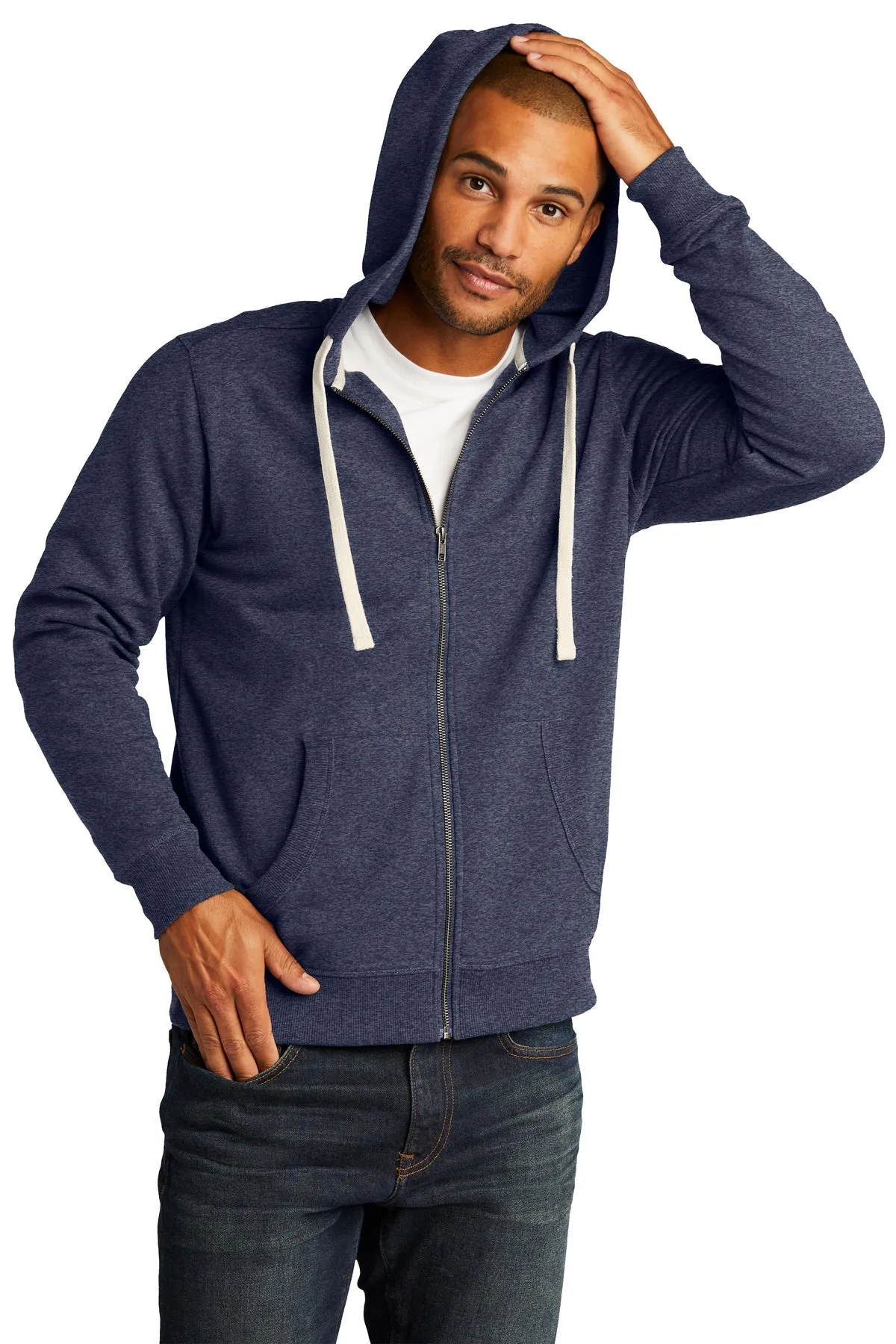 District Re-Fleece Full-Zip Hoodies, Heathered Navy