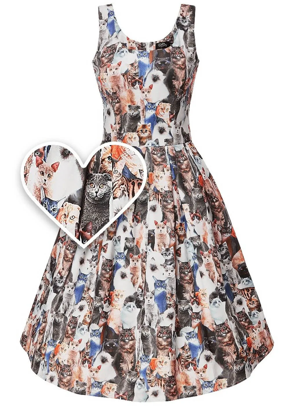 Dolly & Dotty Amanda Furry Cat 50's Swing Dress Multi