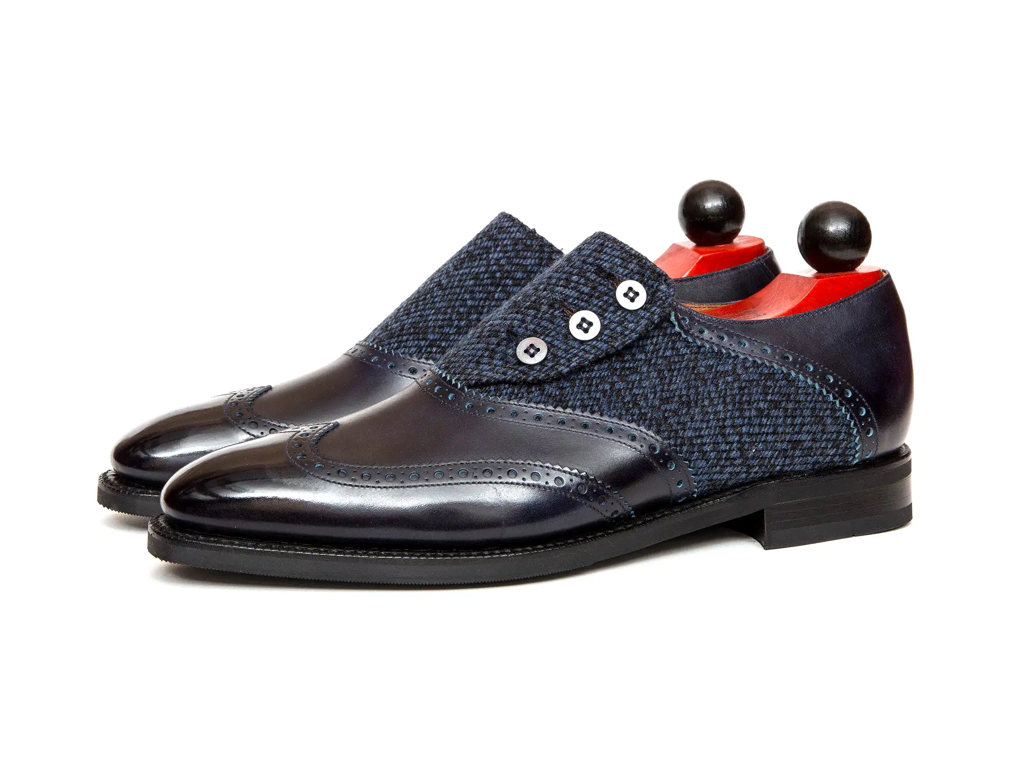 Dorai - MTO - Navy Museum Calf / Blue Poulsbo Tweed - LPB Last - City Rubber Sole