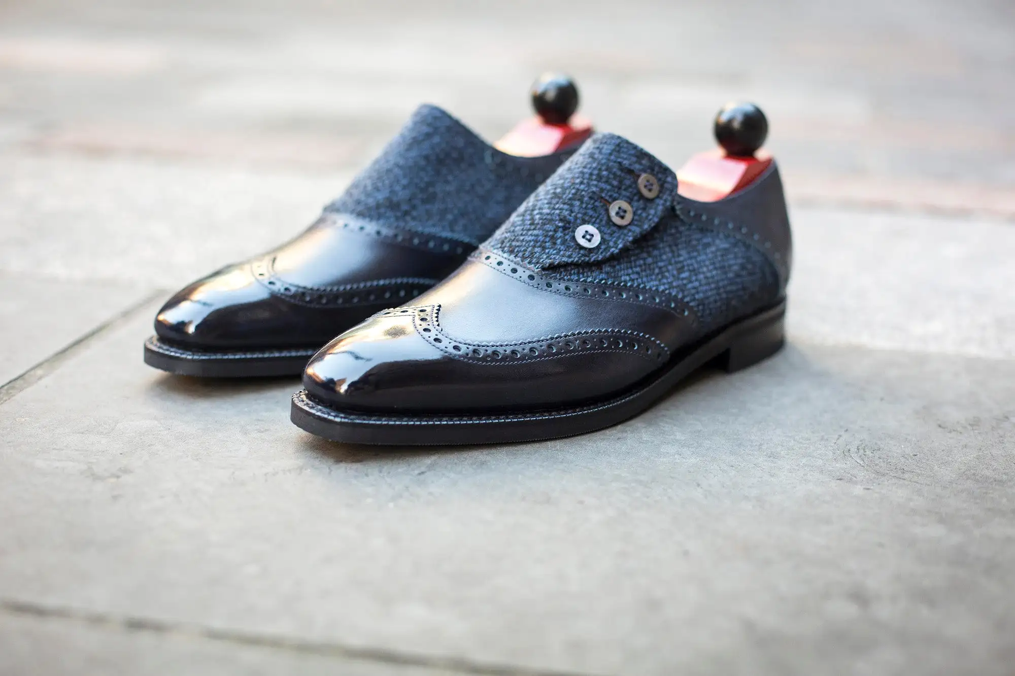 Dorai - MTO - Navy Museum Calf / Blue Poulsbo Tweed - LPB Last - City Rubber Sole