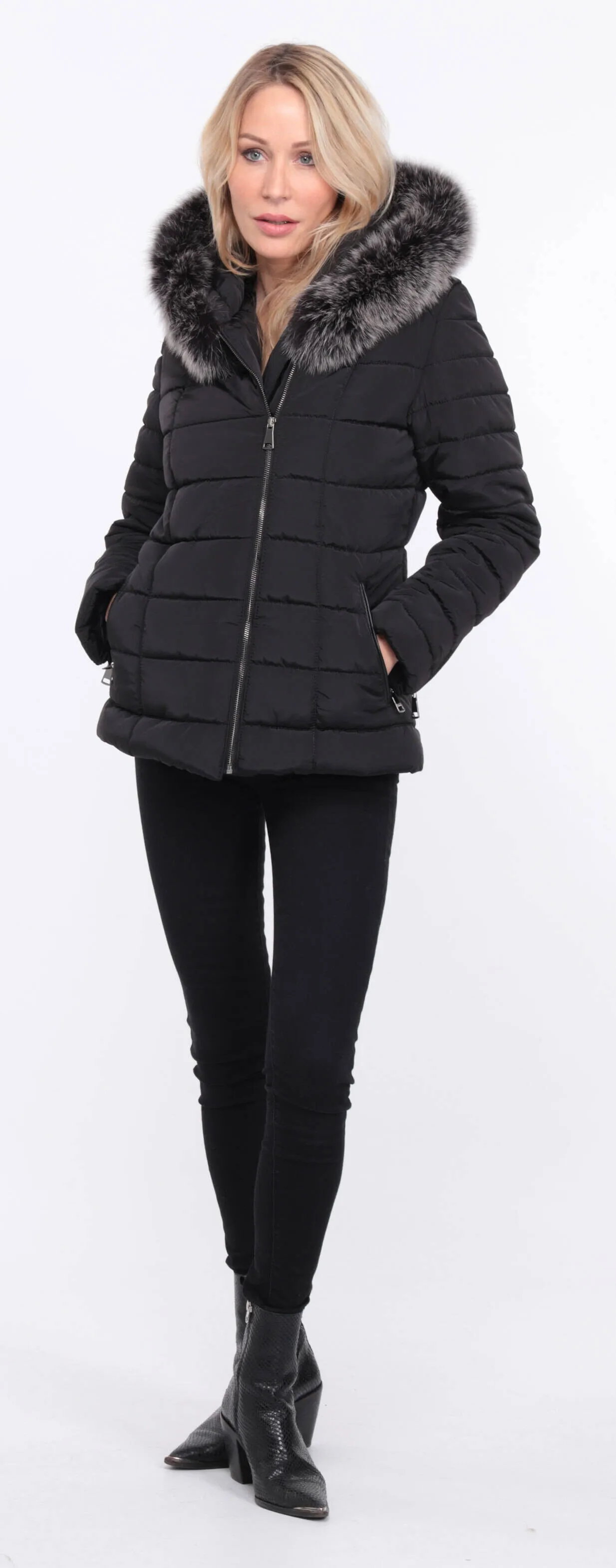 Down jacket fabric + black fox eve